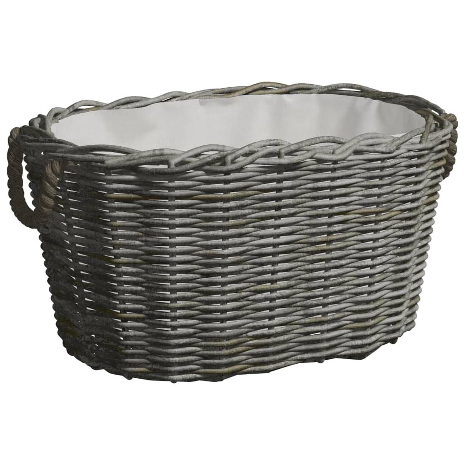 Homgoday Cestino a legna Manici di trasporto Salice Naturale Grigio 59x42x28 cm Cesto di vimini per conservare legna