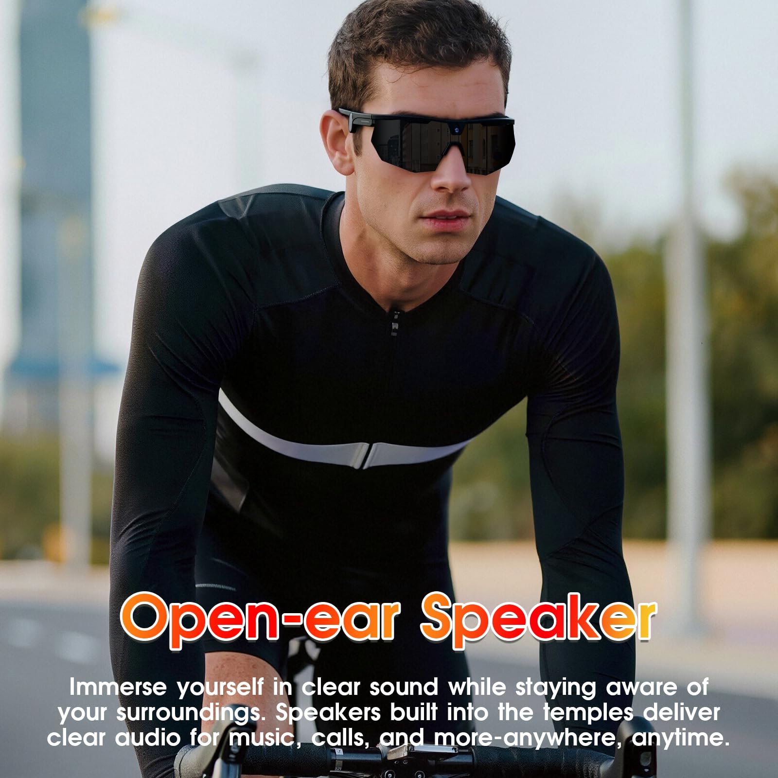 GenXenon Gafas Inteligentes con Cámara, Grabación Video HD POV 8 MP y Foto, Memoria Integrada, Gafas de Sol con Cámara para Deportes Aire Libre como Ciclismo, Esquí y Senderismo (Negro)