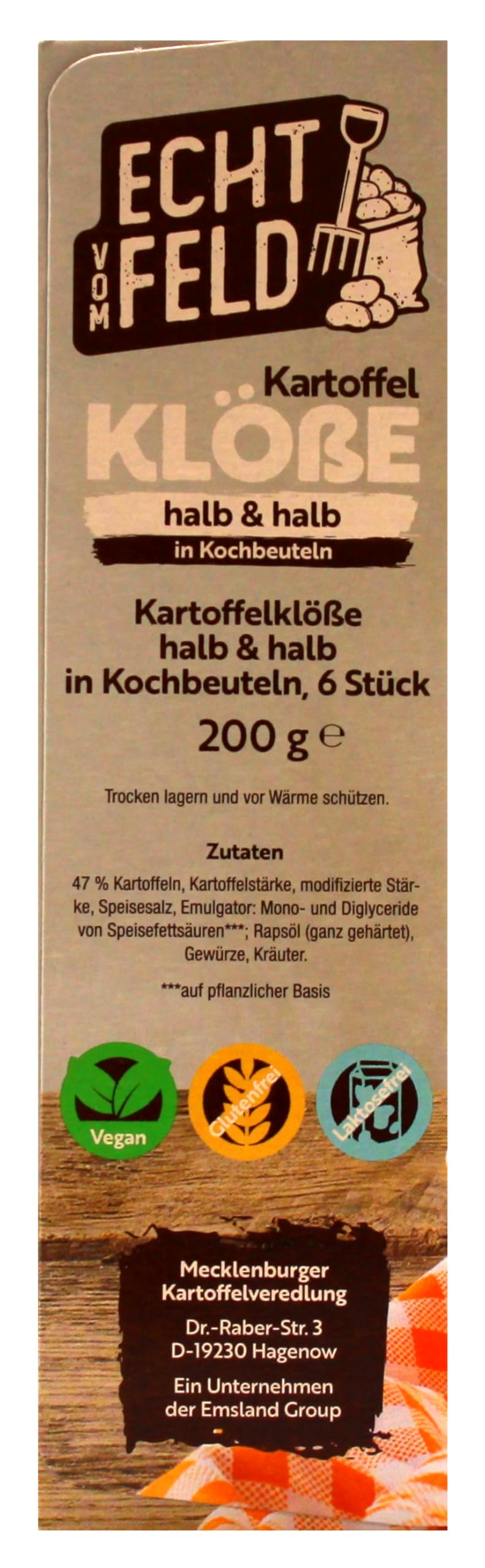 Echt vom Feld Kartoffel-Klöße halb & halb in Kochbeuteln, 7er Pack (7 x 200g)