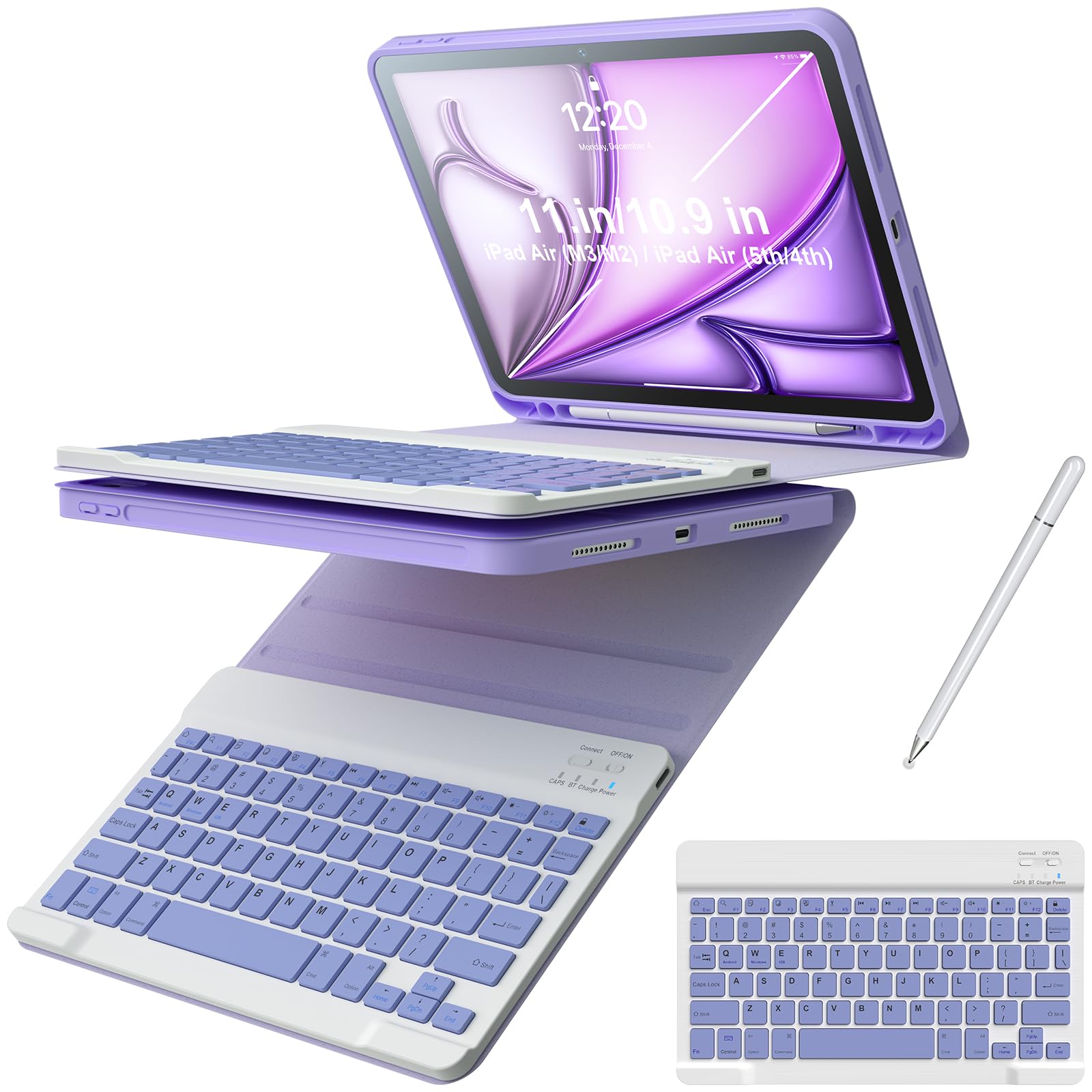 Funda para iPad evita caídas y pérdida de lápiz con teclado recargable USB-C 8