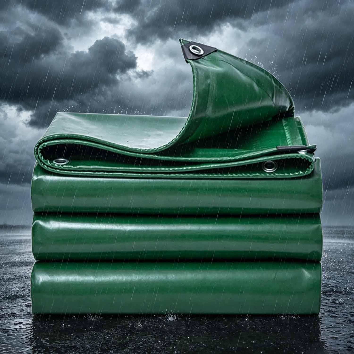 Ffsaacol Green Tarps Heavy Duty Waterproof, Tarp Cover Uv Resistant And Reinforced Edges, 0.2Mm, 130G/㎡ Multipurpose Outdoor Tarpaulin For Camping, Farming, Vehicles 4X4m/13X13ft