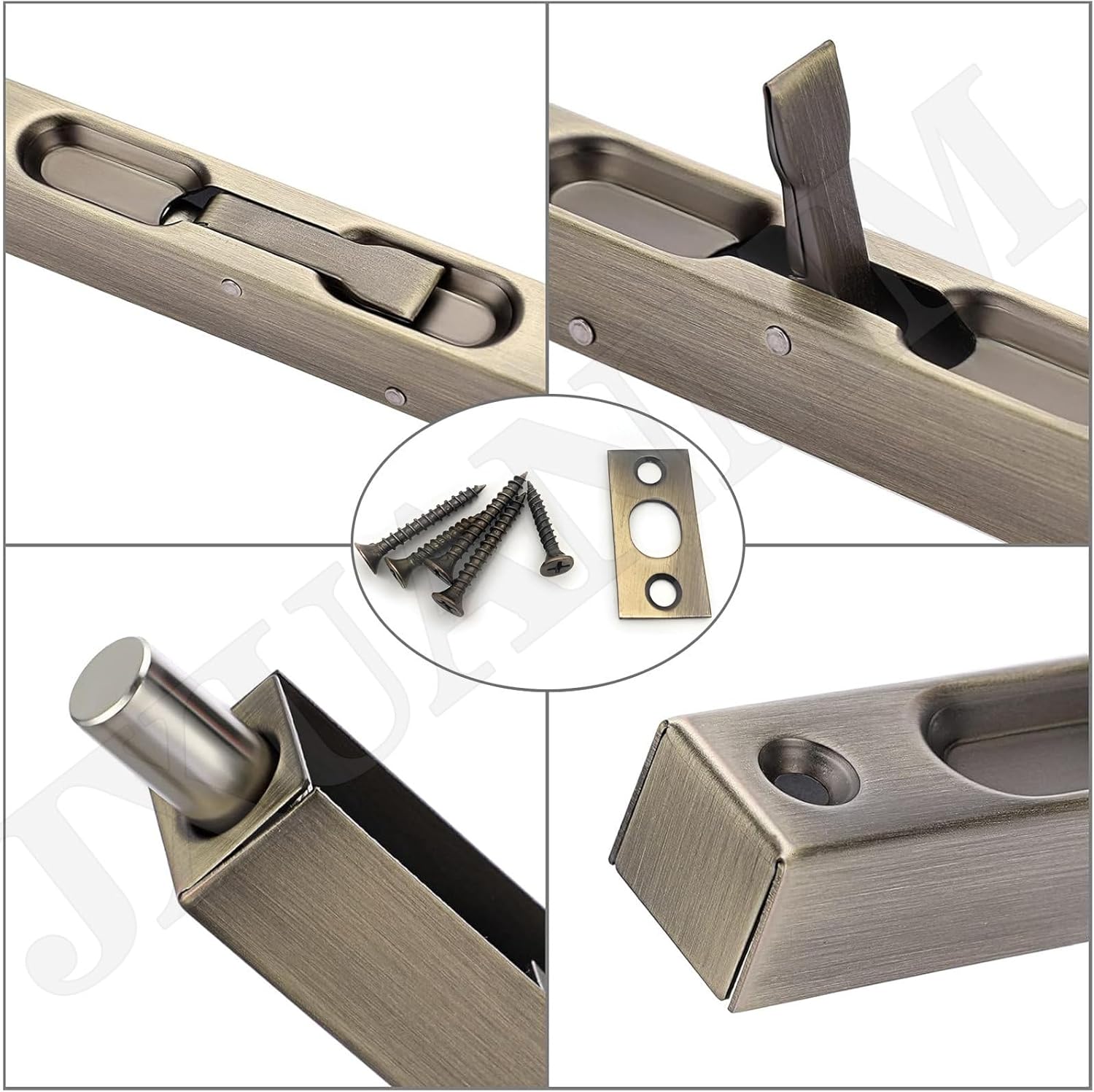 Hidden Door Lock, 304 Stainless Steel Security Door Bolt Latch, French Door Slide Bolt Lock, Double Door Lever Action Flush Door Bolt Latch, 8in/20cm