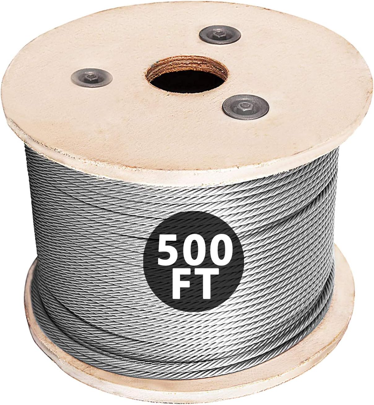 HONYTA Stainless Steel Cable Railing 3/16” x 500Ft,Wire Rope 304 Marine Grade,Aircraft Cable 7x19 for Deck Railing Strands Construction for Rail, Deck
