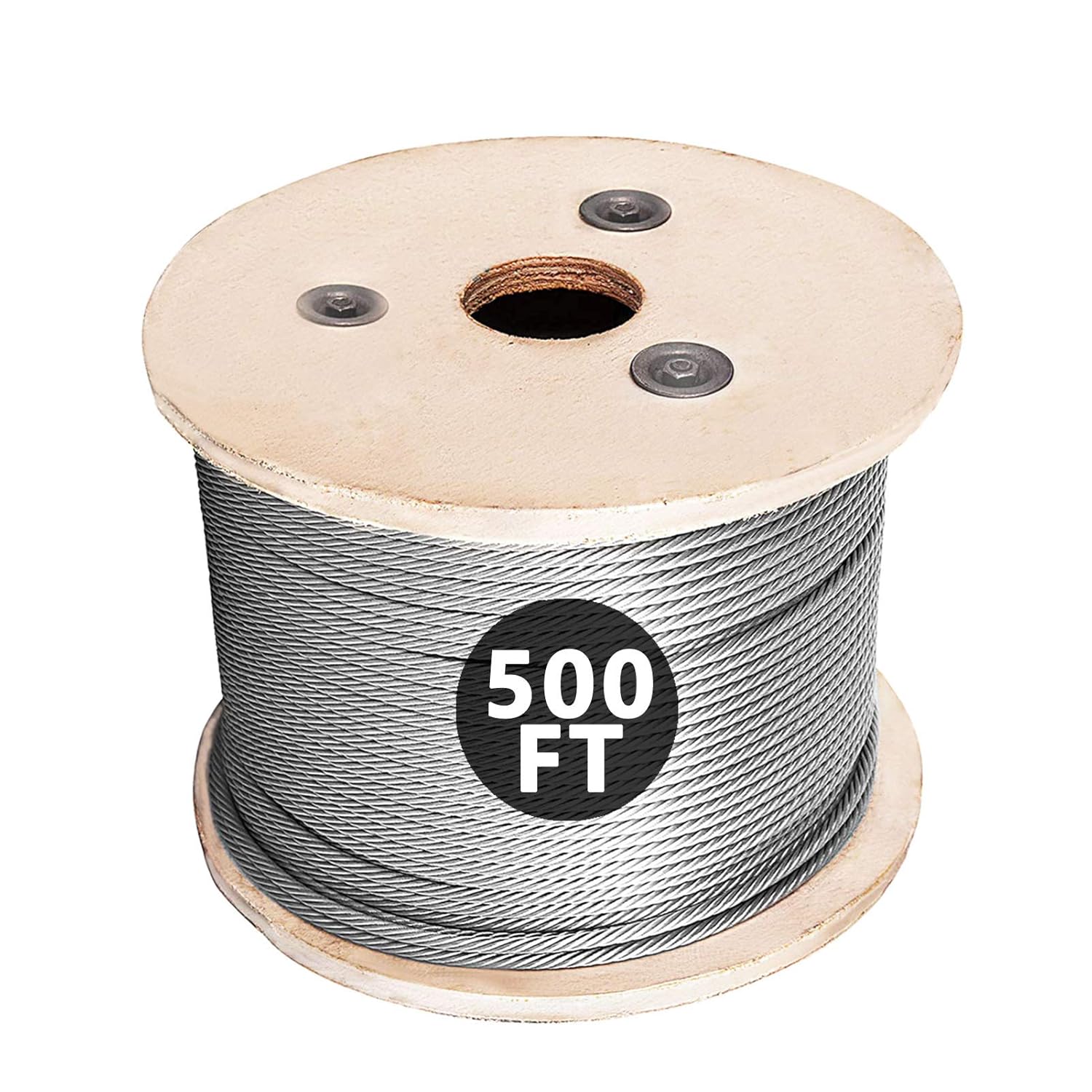 500FT 304 Stainless Steel Cable, Stainless Steel Decking Railing 3/16 inch with 7 x 19 Strand Construction, 3700lbs Breaking Strength Marine Grade for Rail, Deck, Clothesline and DIY Balustrade