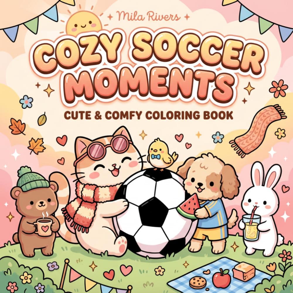 Cozy Soccer Moments: Cute & Comfy Coloring Book | 50 Heartwarming Soccer Scenes for Adults — From Sunny BBQs to Snowy Stadiums, a Year-Round Coloring Journey of the Beautiful Game