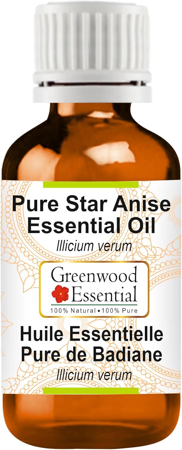 Greenwood Essential Pure Star Anise Essential Oil (lllicium verum) Premium Therapeutic Grade for Hair, Skin & Aromatherapy 15ml (0.50 oz)