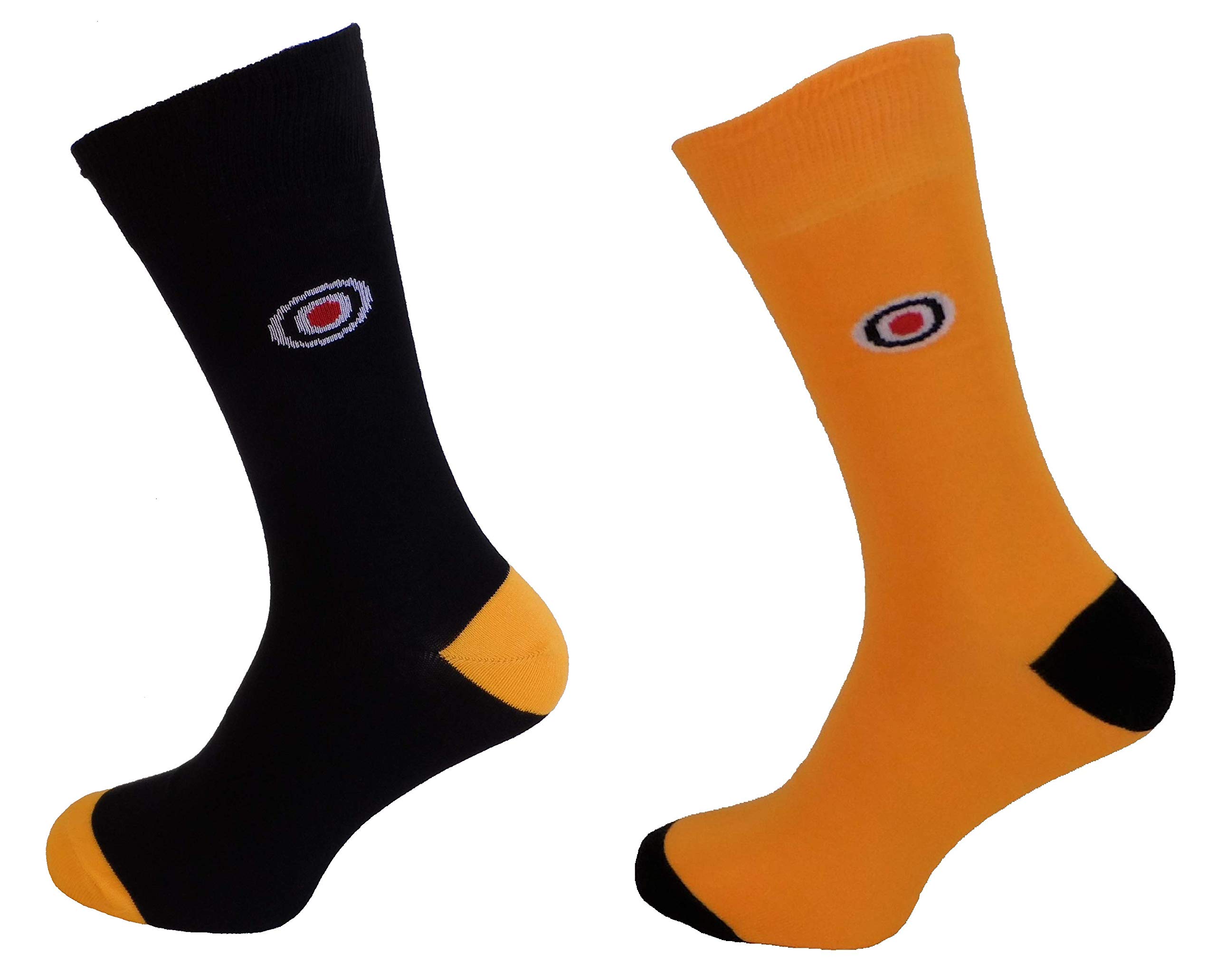 Mazeys Men's Mustard/Black 2 Pair Pack Of Retro Mod Target Socks (7-11, )