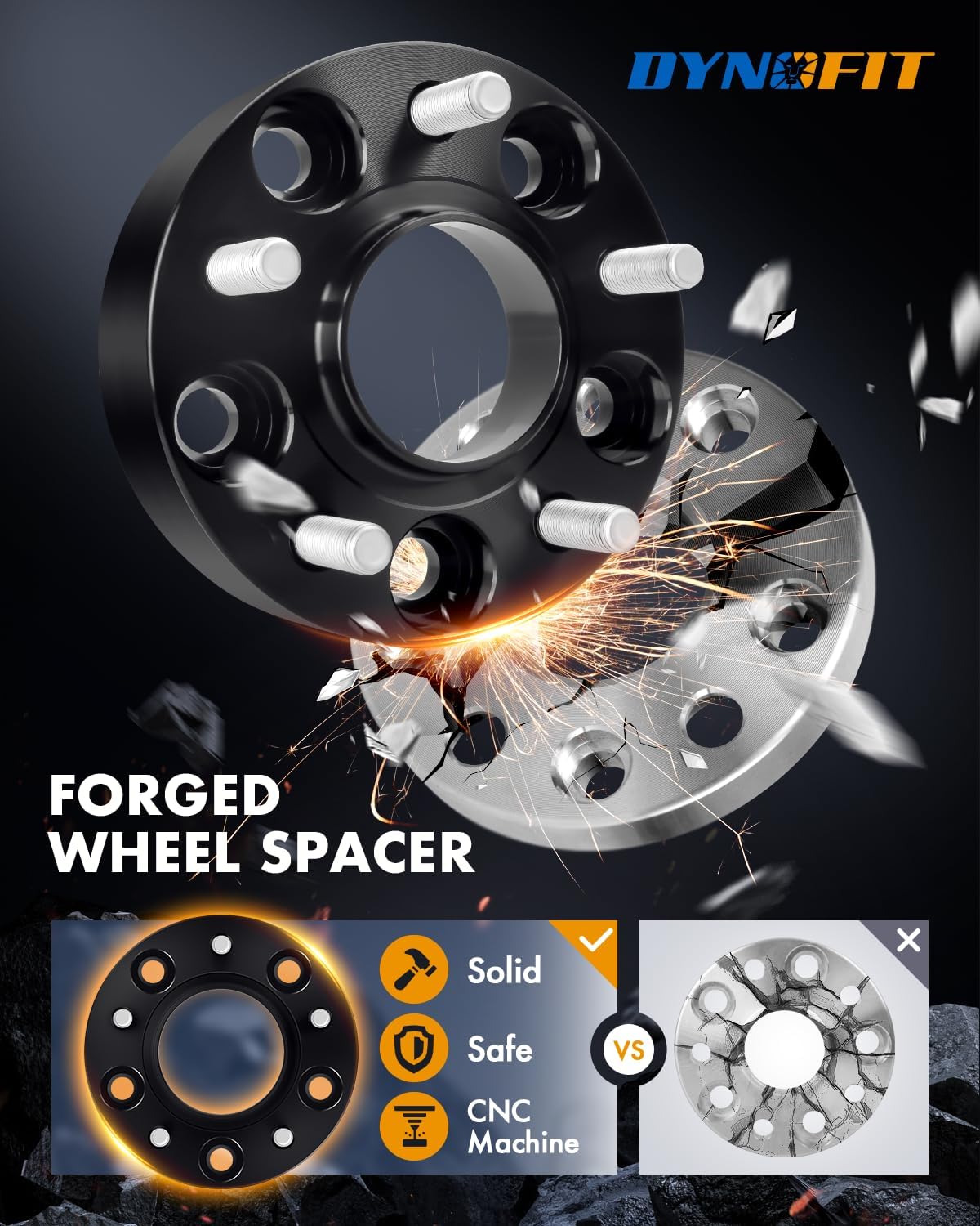 dynofit 5x114.3 Wheel Spacers 1 Inch 4-Piece for Nissan 350Z/370Z & Infiniti G35/G37/FX35, Hubcentric 66.1mm Bore, M12x1.25 Studs, 25mm Thick Forged Spacers Compatible with Altima/Maxima/Murano - Image 4