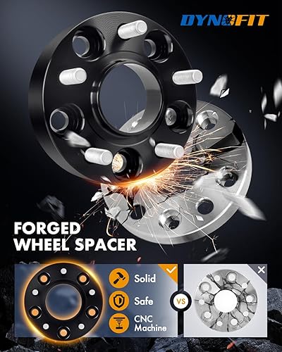Miniatura 4 de dynofit Espaciadores de rueda de 5 x 114.3 de 1 pulgada, 4 piezas para Nissan 350Z370Z e Infiniti G35G37FX35, orificio central de 2.602 in, pernos