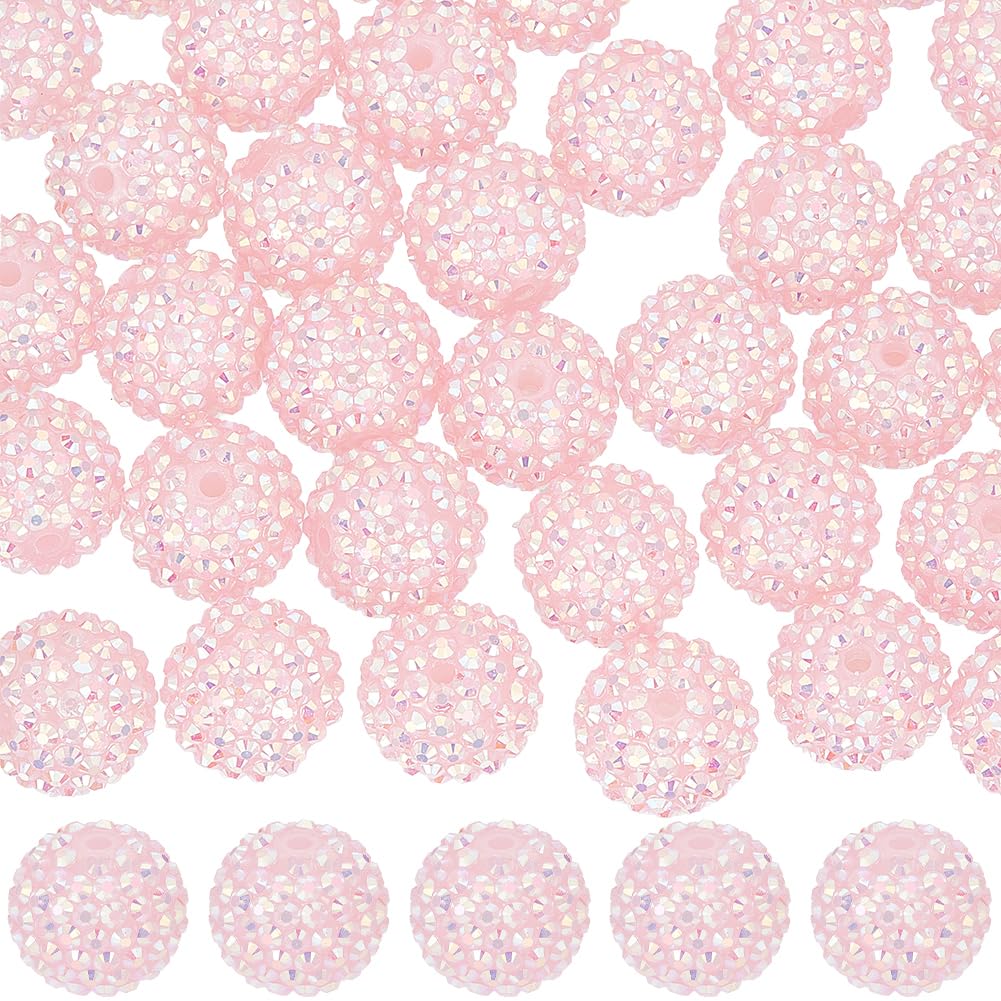 Perles boule disco en strass rose 20 mm au design facetté pour bijou chic
