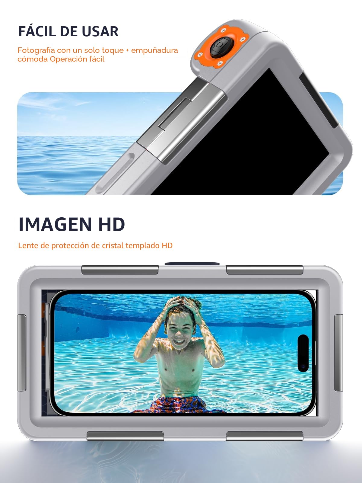 Lanhiem Funda Impermeable para Teléfono Móvil Universal Buceo Profesional IP68 15M Subacuático Carcasa de Fotografía para iPhone Samsung Huawei Xiaomi, Compatible con teléfonos de hasta 6,9 Pulgadas