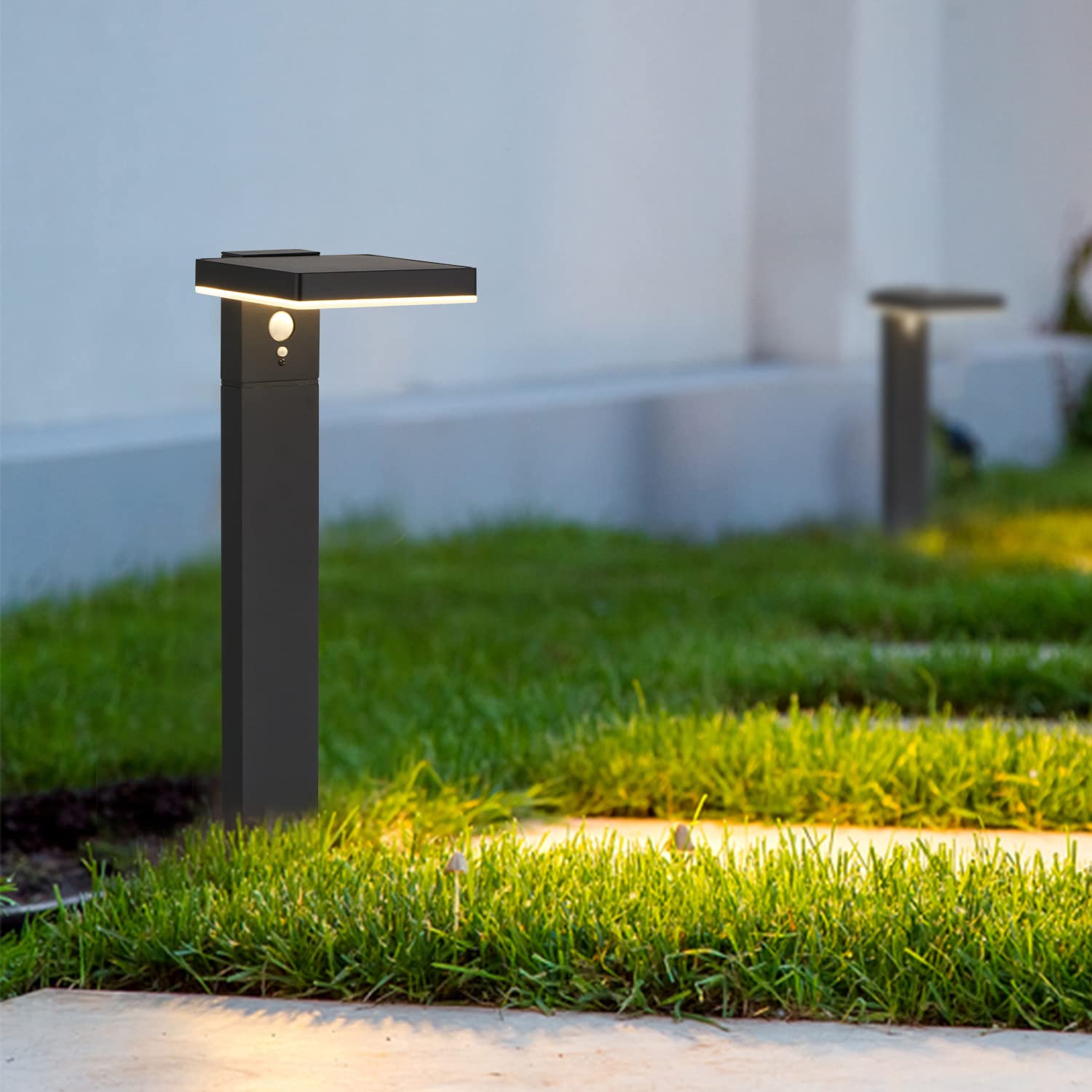 MaxxGarden Zewnętrzna lampa solarna - Oświetlenie zewnętrzne trawnika - Oświetlenie zewnętrzne z czujnikiem - LED zewnętrzne światło słoneczne - 50cm