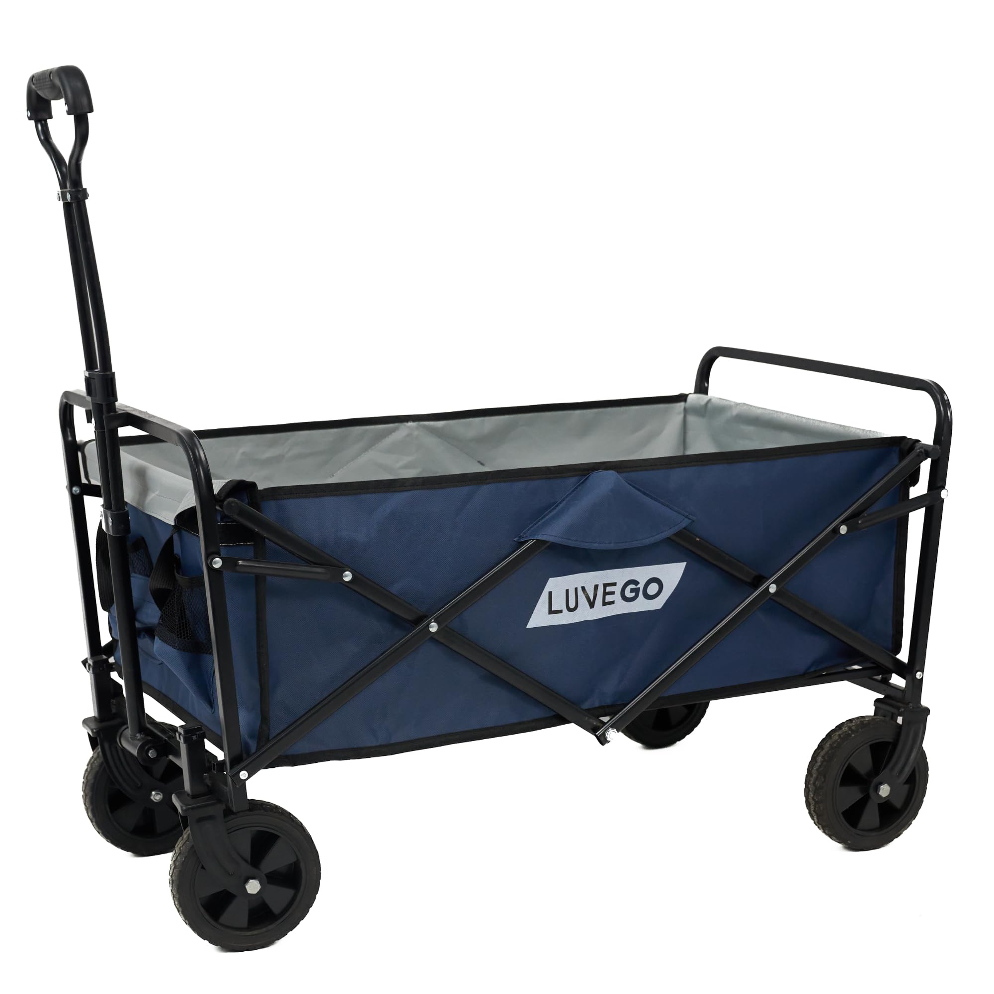 Luvego Chariot de transport pliable – Chariot à main robuste avec capacité de charge de 80 kg – Grand espace de rangement – Facile à plier – Idéal pour les excursions, le camping, le jardin et la