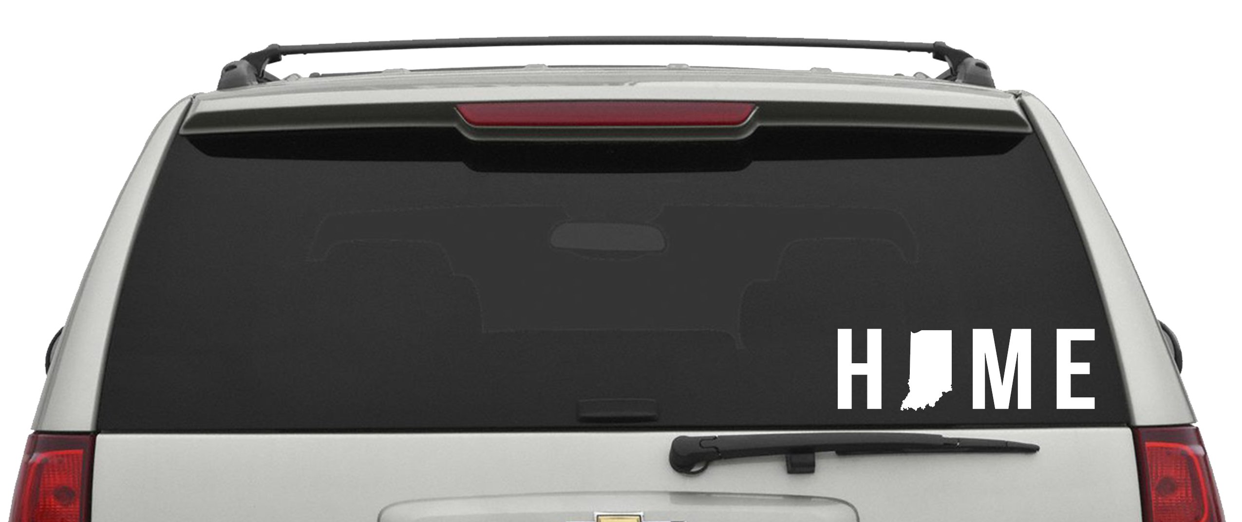 Indiana HOME State Vinyl Decal Sticker, State of Indiana replaces the character O in HOME-Pick Color