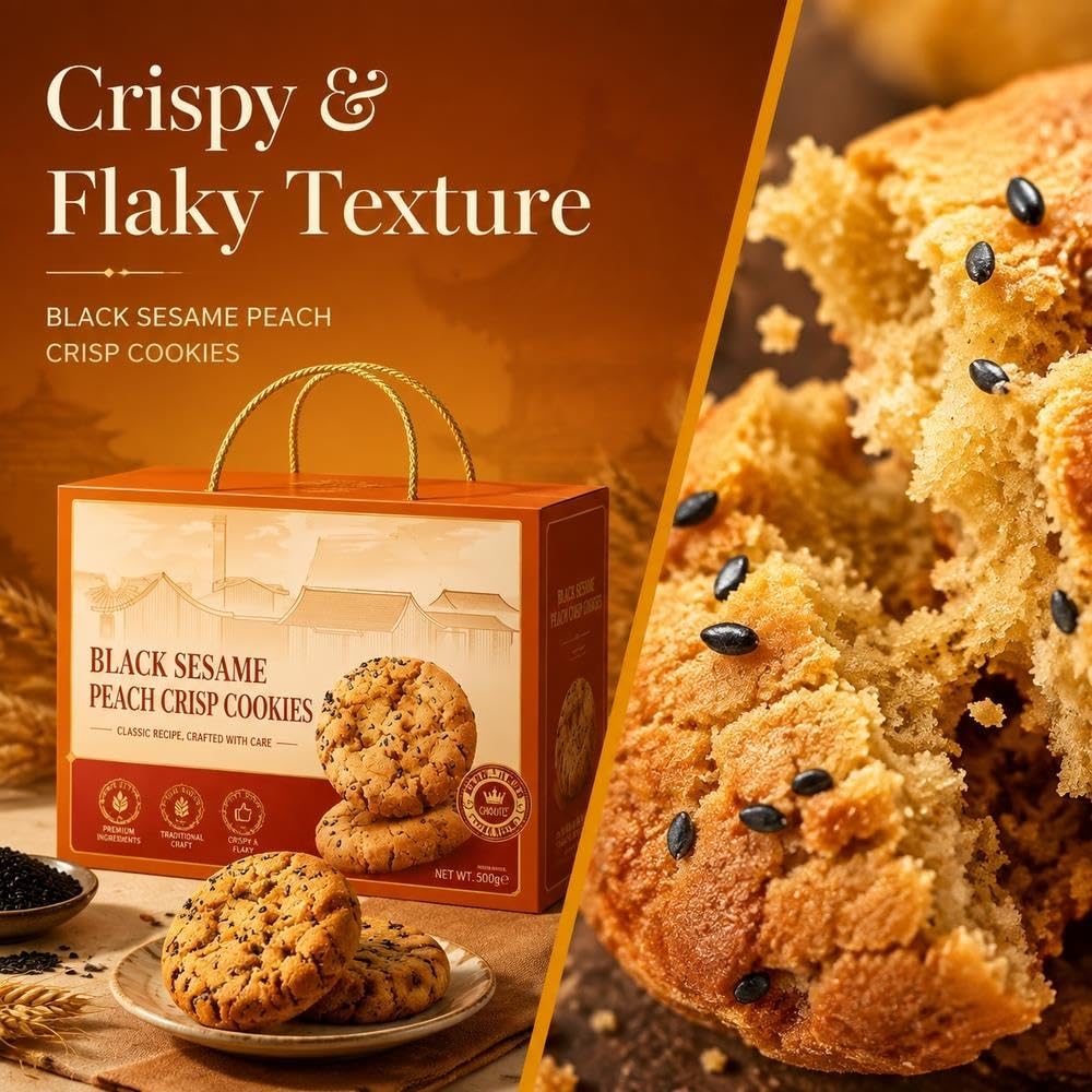 Snack Crujiente De Pastelería De Nueces Y Sésamo Negro 500g