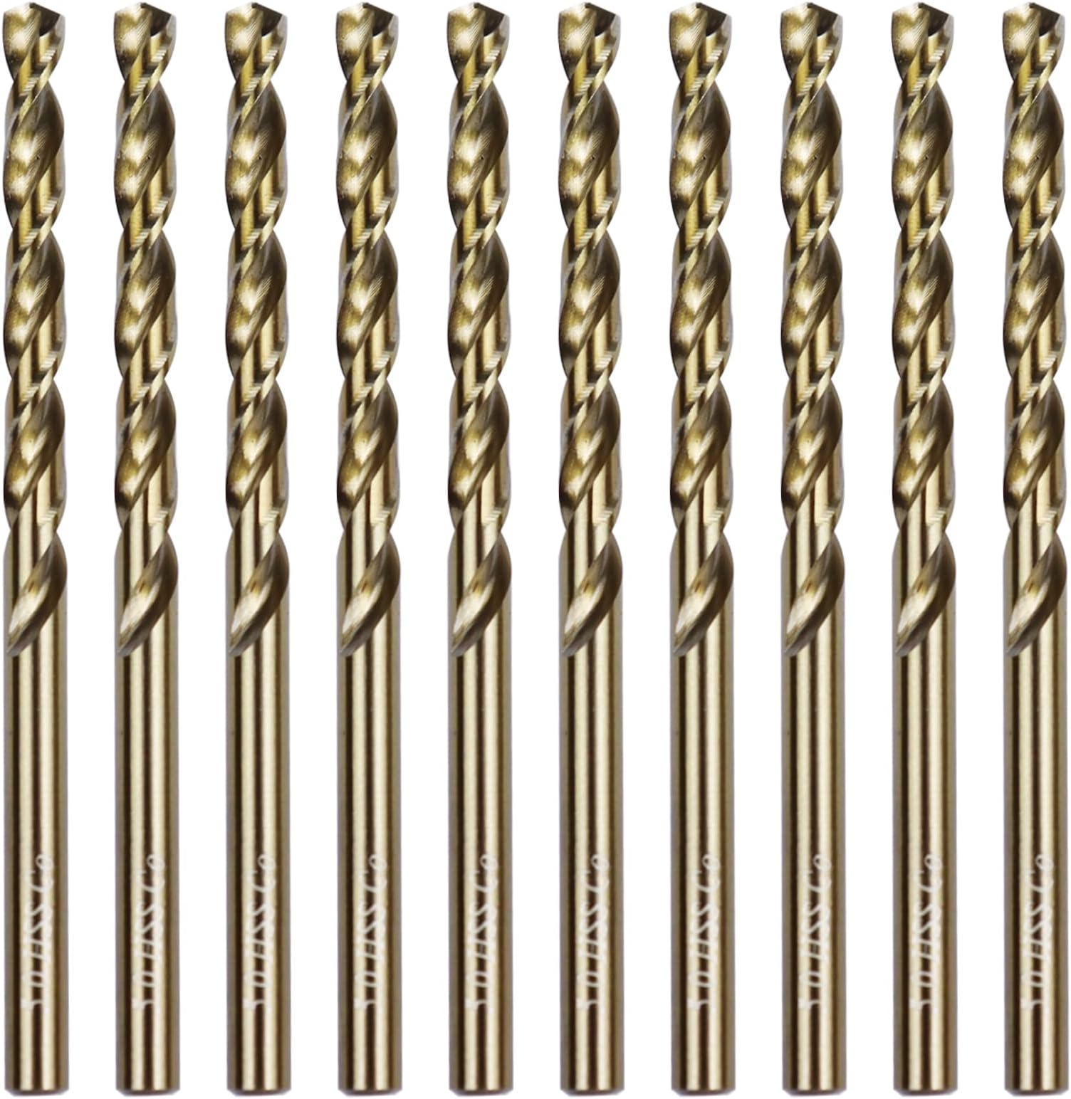 10Pcs Cobalt Drill Bits 5mm M35 Cobalt Metal Drill Bit Set Twist Jobber Length Drill Bit for Stainless Steel and Metal 0.197"