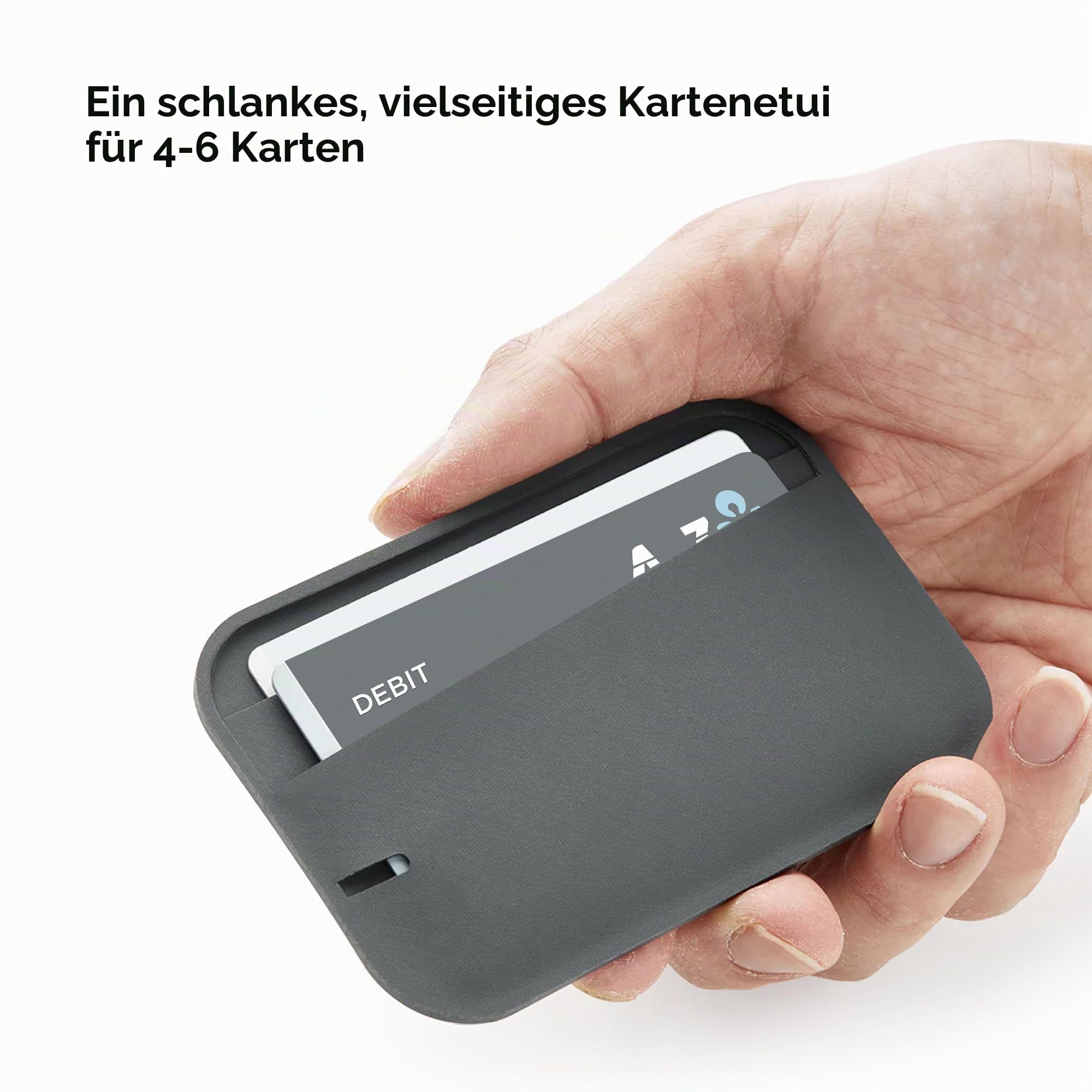 ALPAKA HUB Cardholder - Ausweishalter mit HUB Clip, Wasserdichter Ausweishülle mit Klarsichtfenster für ID-Karten, ÖPNV-Karte, Studentenausweis, Kreditkarten, Rückseite fasst 2-4 Karten (Kühl Schwarz)
