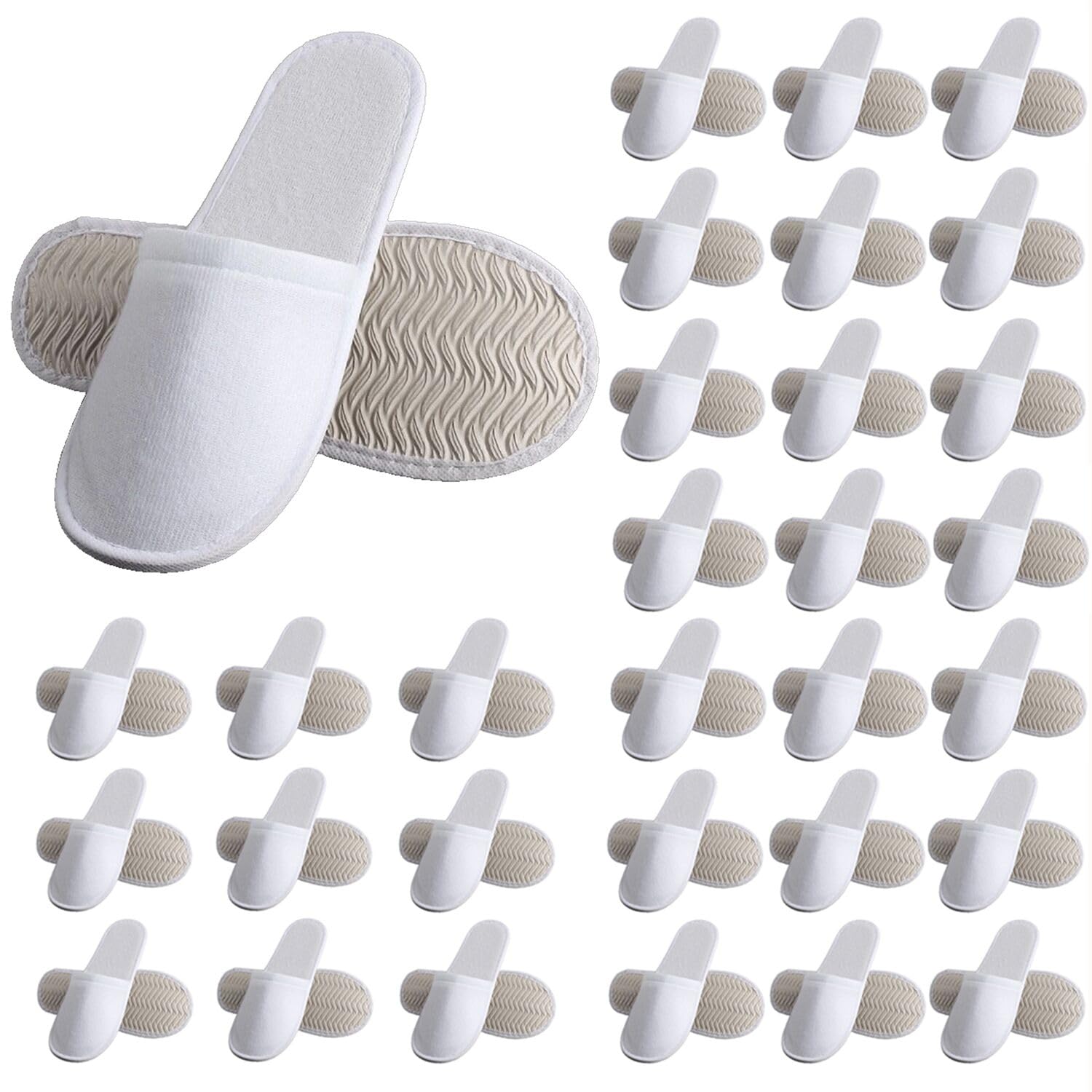 30 Pairs Disposable Slippers for Guests Hotel Slippers Non-slip 10.5 Inch