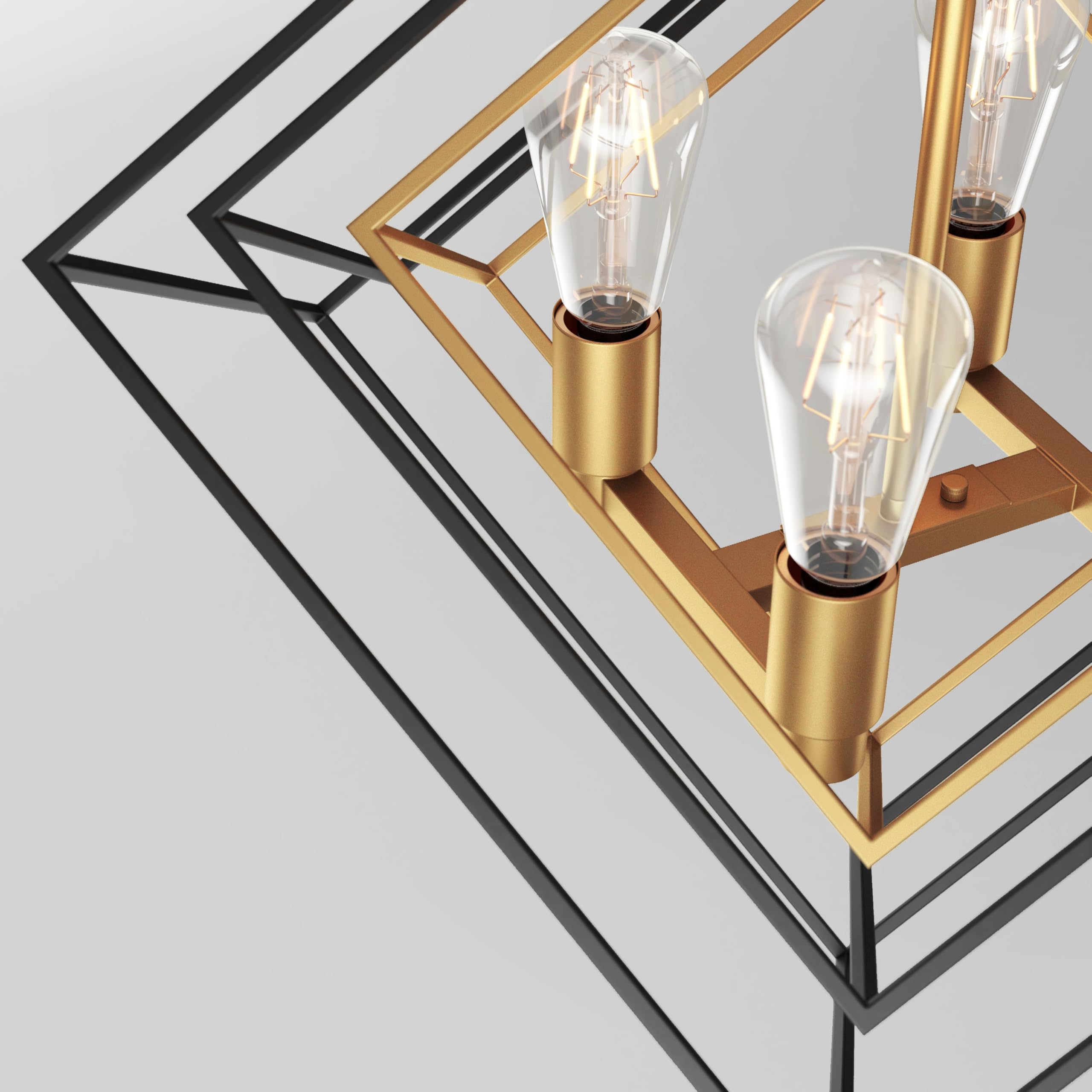 artika Harmonium 4-Light Chandelier, Adjustable Black and Gold
