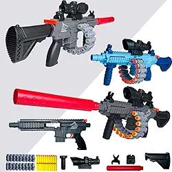 Rifle de Brinquedo M16 com Silenciador, Mira e Dardos, 65 cm, Preto e Azul (Azul)