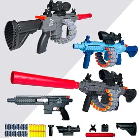 Rifle de Brinquedo M16 com Silenciador, Mira e Dardos, 65 cm, Preto e Azul (Azul)