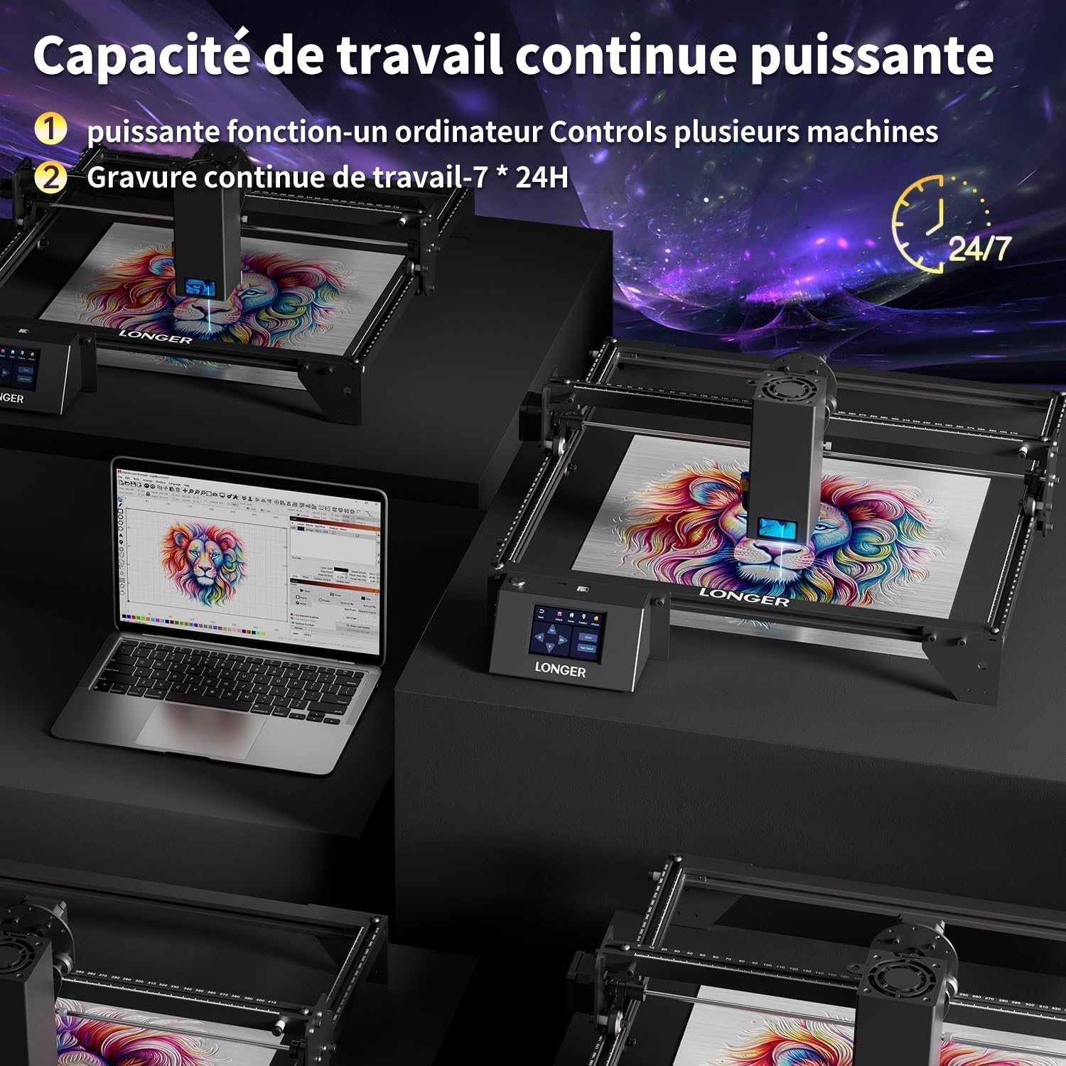 Longer RAY5 20W Graveur Laser,Contrôle hors ligne via App, Outil de Gravure pour Métal/Verre/Bois, Vitesse de gravure de 24 000 mm/min