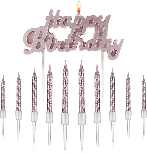 MTLEE Velas de feliz cumpleaños con 10 velas de 2.95 pulgadas en espiral cortas y finas para decoración de tartas, suministros de fiesta de