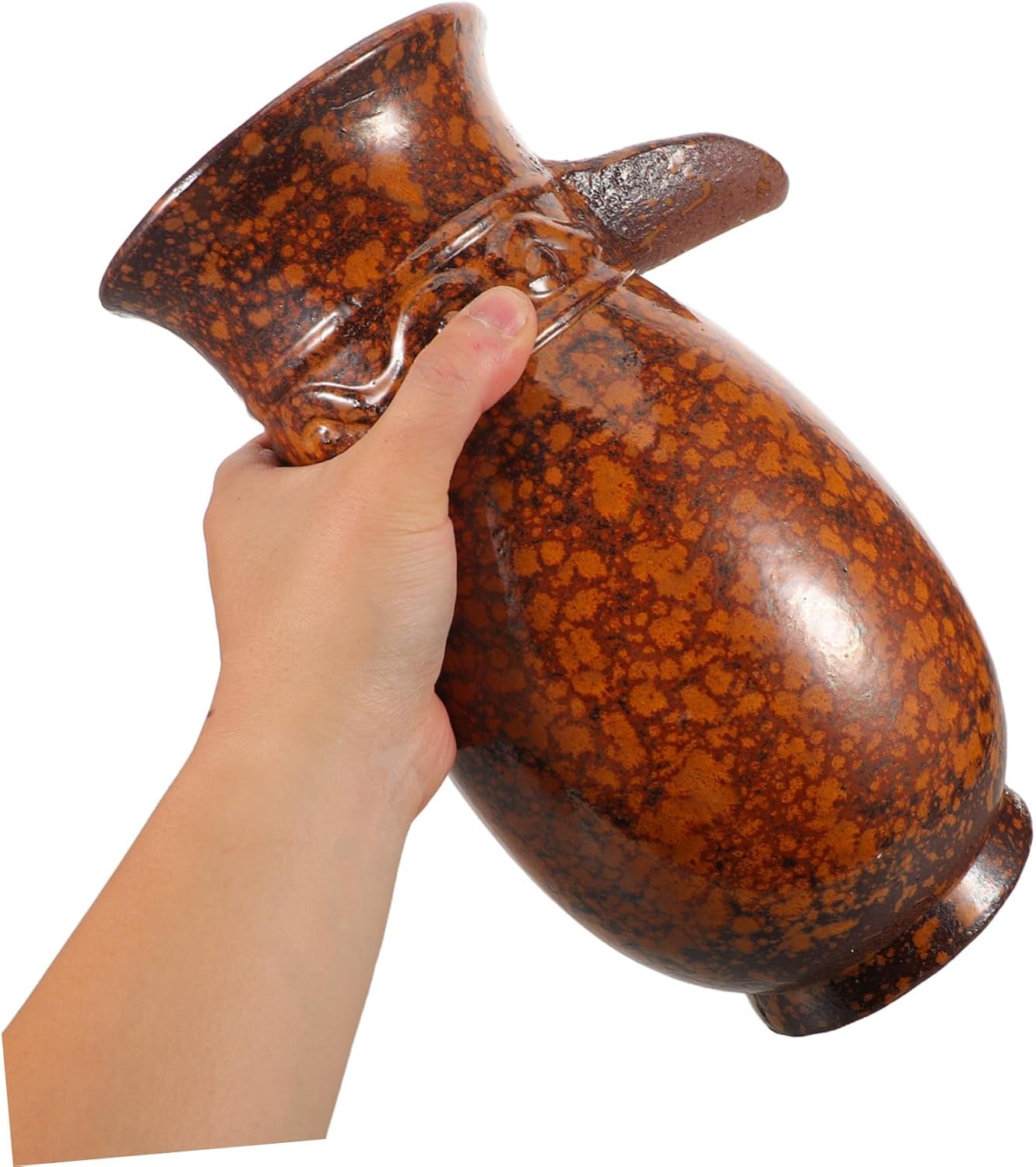 Luxshiny Vintage Ceramic Jar Water Fountain with Spitter for Indoor and Outdoor Use Rustic Clay Pot Tabletop Waterfall Decor for Home Yard Patio Fish Tank Hideout Cave Ceramic Water Feature
