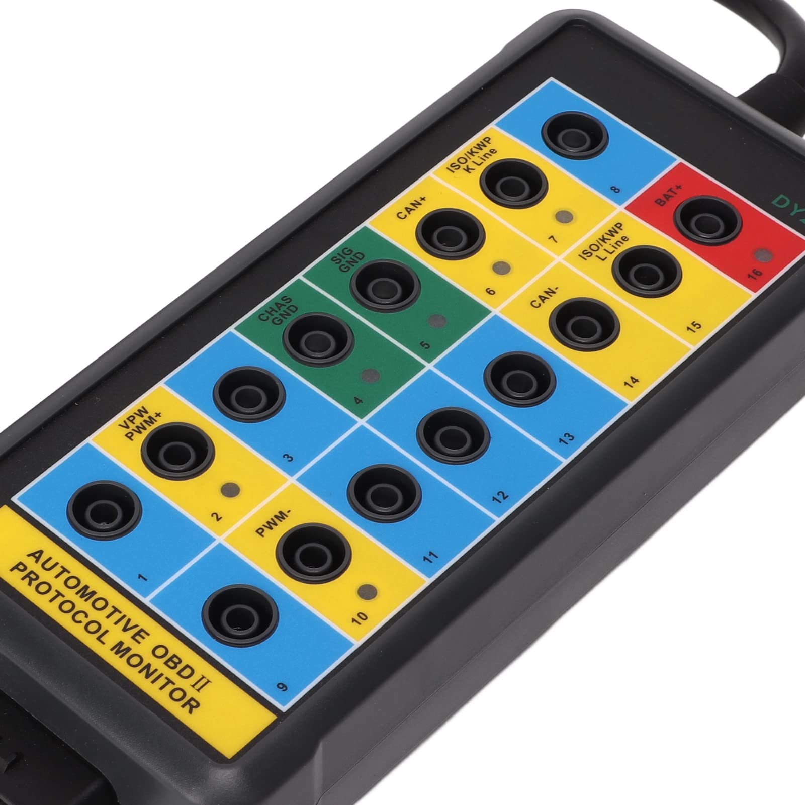 Qiilu 16-poliger OBD2-Breakout-Box OBDII-Protokolldetektor Schnelle Erkennung und einfacher Zugriff auf Überwachungssignale Diagnoseprotokolldetektor OBDII-Schnittstelle für Fahrzeuge