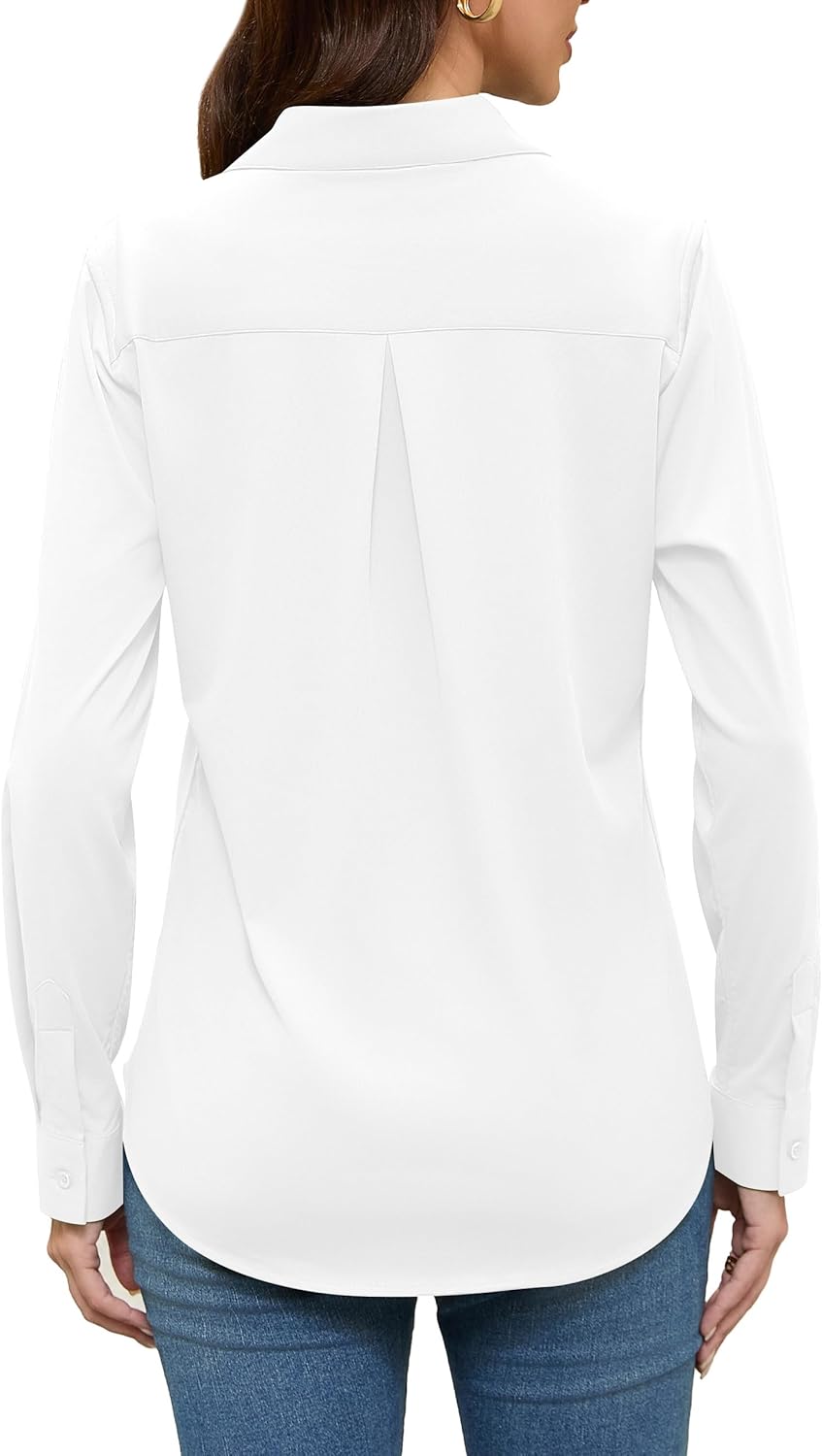 COUXILY Non-Iron & Wrinkle-Free Womens Button Down Shirts with Mulberry Silk Long Sleeve Blouse Casual Work Tops - Image 5