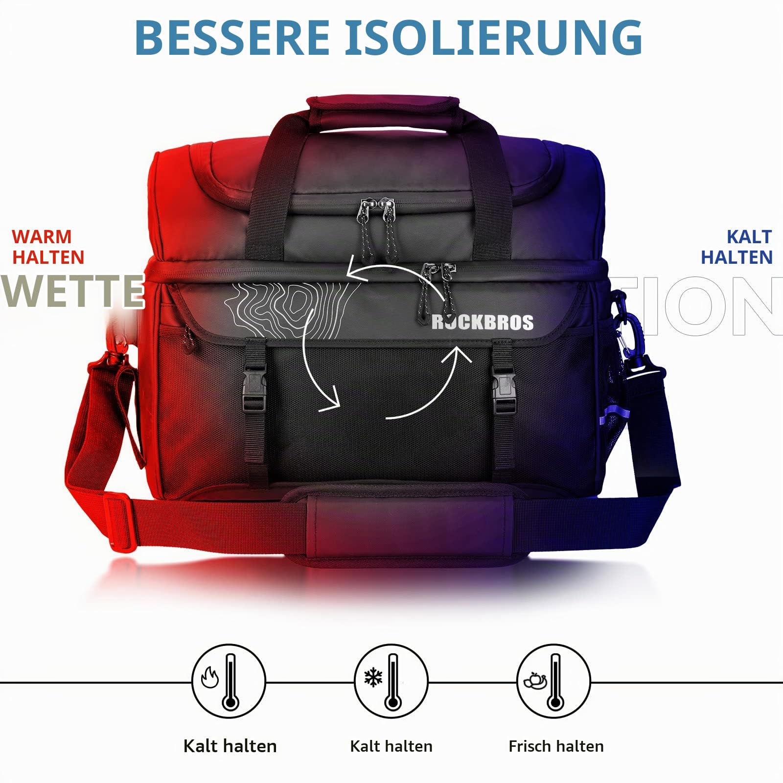 ROCKBROS Fahrrad Gepäckträgertasche 11L Kühltasche Transporttasche mit Schultergurt Doppel-Fächern Isolierte Lunch Tasche Schwarz | Transporttasche, Lunch Tasche, Doppel Fächer, Schultergurt, 11 L, Schwarz