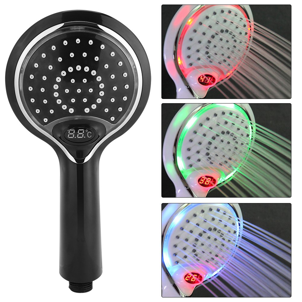 Fdit Duschkopf Mit Digitalanzeige & Temperaturregler – LED Zeigt Wassertemperatur An, 3 Farben