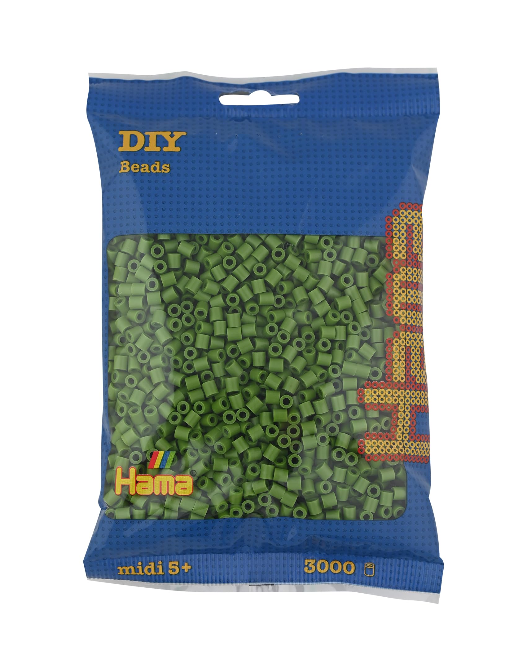 Hama Beads Bag | Approx. 3000 Midi Fuse Beads | Mosaic Decoration Arts & Craft for Creative Children Ages 5+ | Olive Green