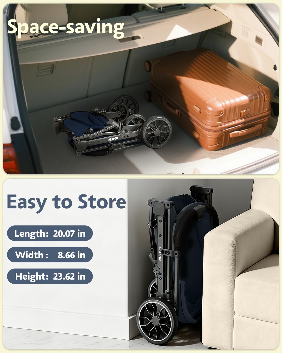 Dog Stroller with Waterproof Rain Cover, Heavy-Duty All-Terrain 4-Wheel Pet Stroller with Adjustable Sunshade Canopy, Foldable Travel Dog Strollers for Small/Medium Dogs Up to 121 lbs