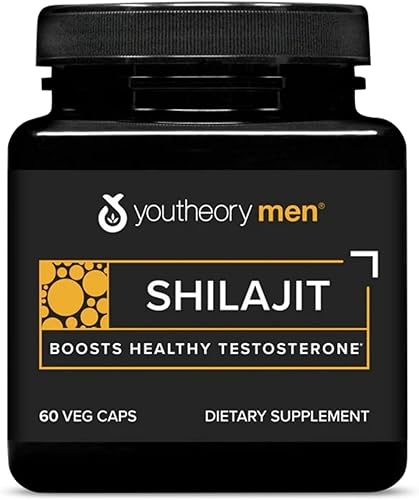 Youtheory Shilajit para hombre - Cápsulas de Shilajit con extracto de PrimaVie - Apoya el alivio del estrés, el crecimiento muscular y la salud ósea