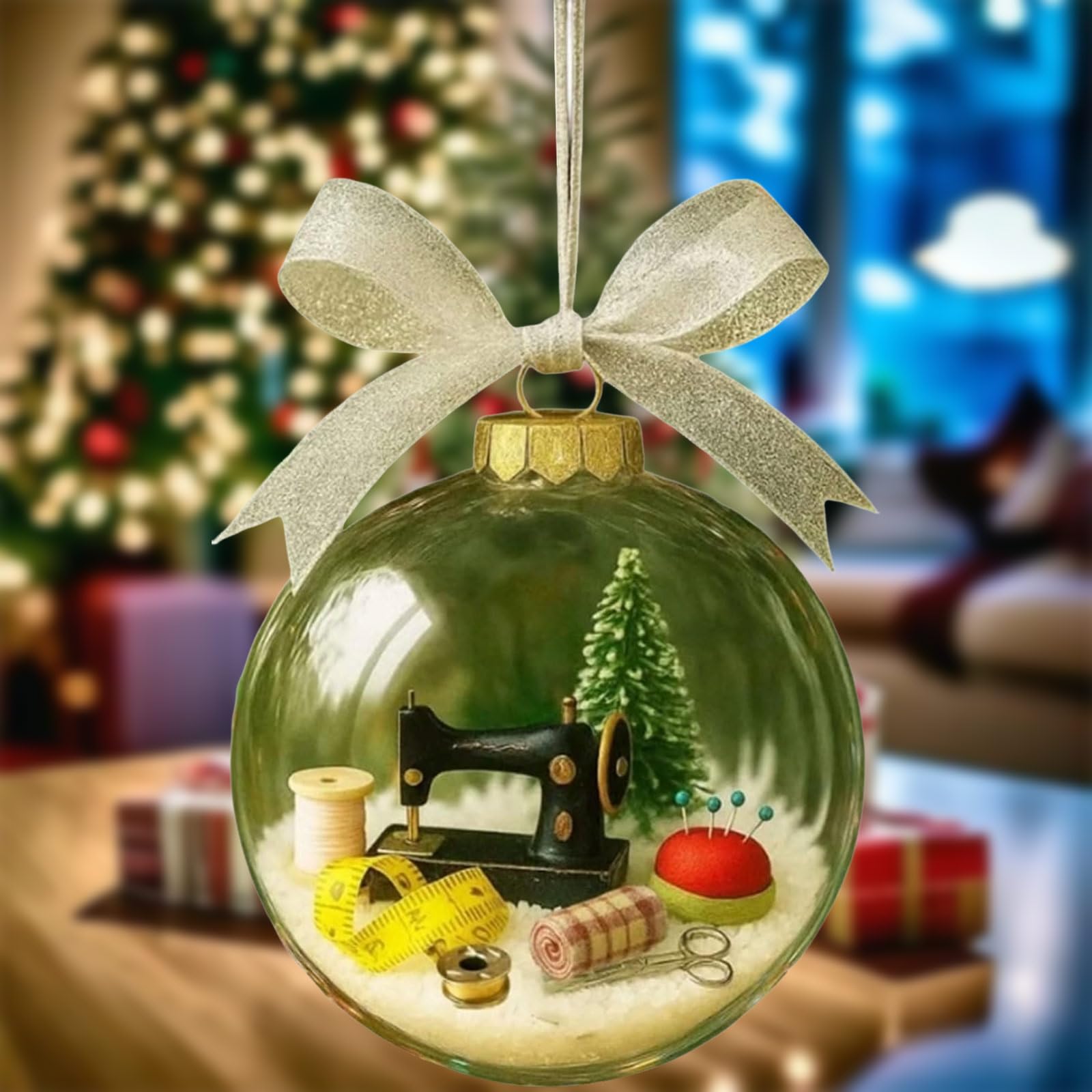 Snow Globe ornament - kerstdecoratie sneeuwbol | vintage kerstboom ornamenten | hangende globe ornament voor boom, kantoor, tuin, kunstschool, balkon, terras, kleermakerswinkel