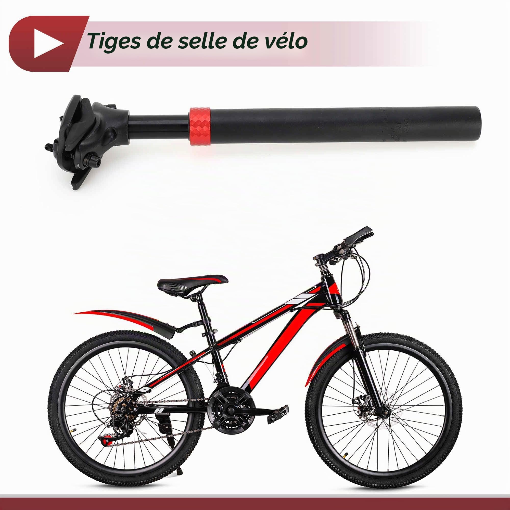 Tige De Selle De VTT avec Suspension 1 Pc Alliage Aluminium | Noir, Rouge, 27.2X300mm, Compatible Avec Route, Descente, Piste, BMX, Fonction Absorption Des Chocs, Confort