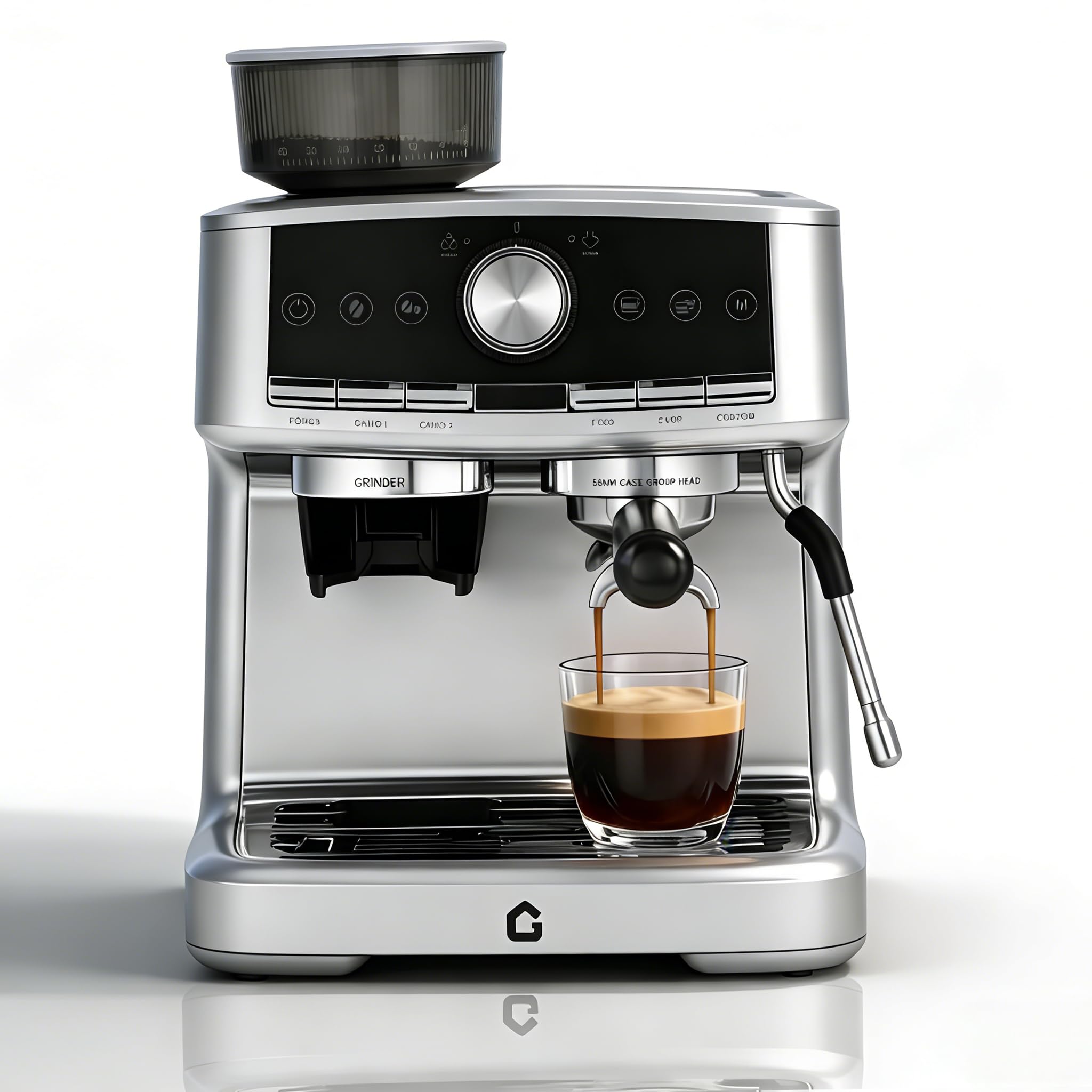OUTLANE Espresso Machine with Grinder - 20 Bar Pressure Stainless Steel Build 1 5L Removable Water Tank Milk