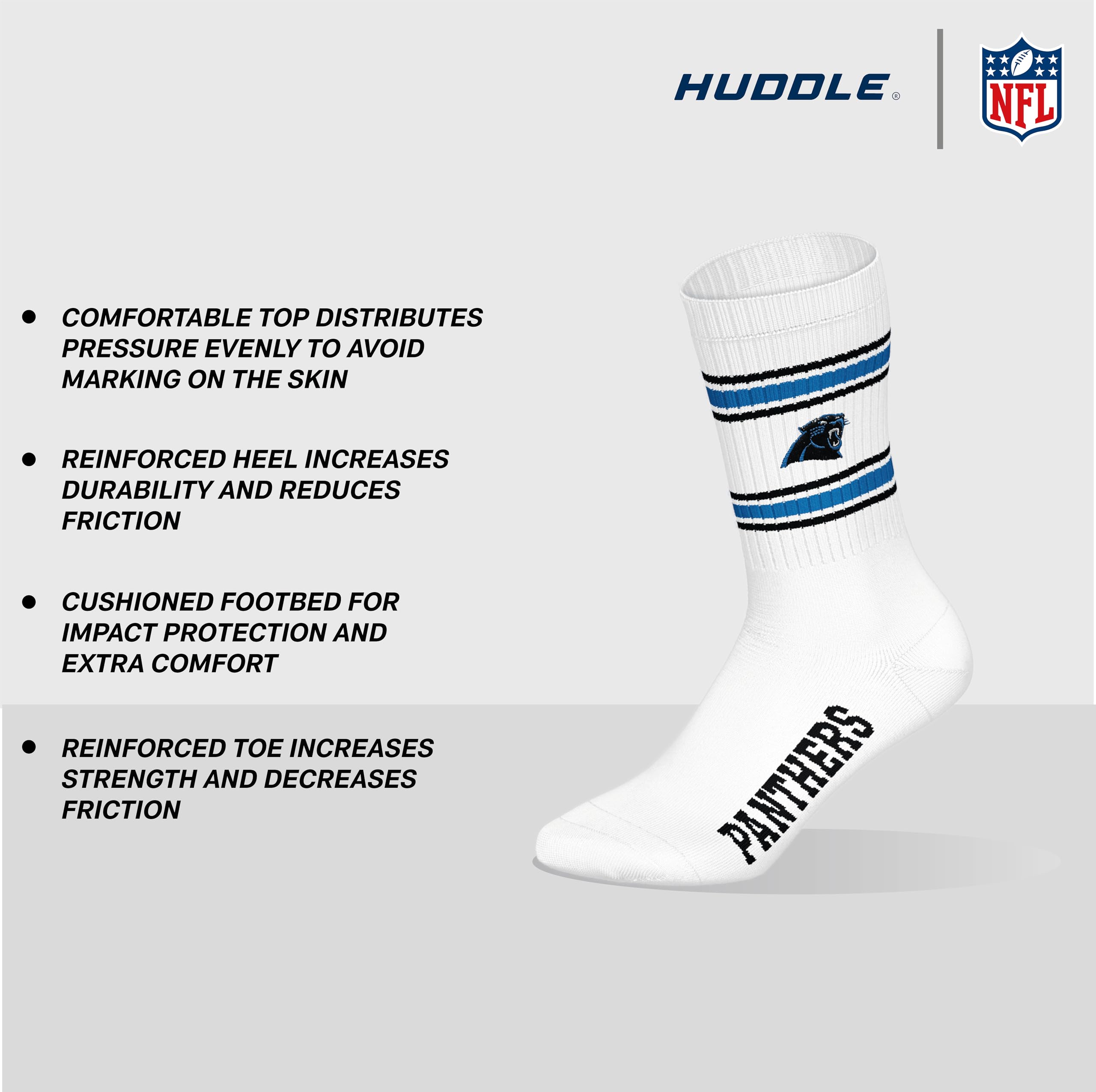 NFL Carolina Panthers 3pk Crew Socks Calzini sportivi Unisex - Adulto (Pacco da 3)