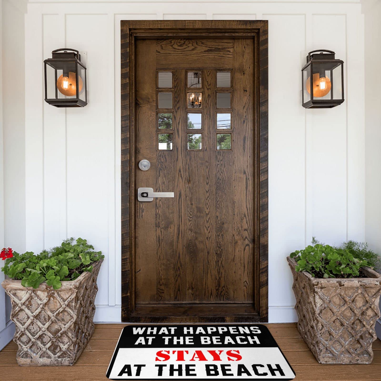 Zerbino per tenda What Happens at The Beach Stays at The Beach Rug Farmhouse Bagno Runner Tappeto (Dimensioni: 65 x 90 cm)