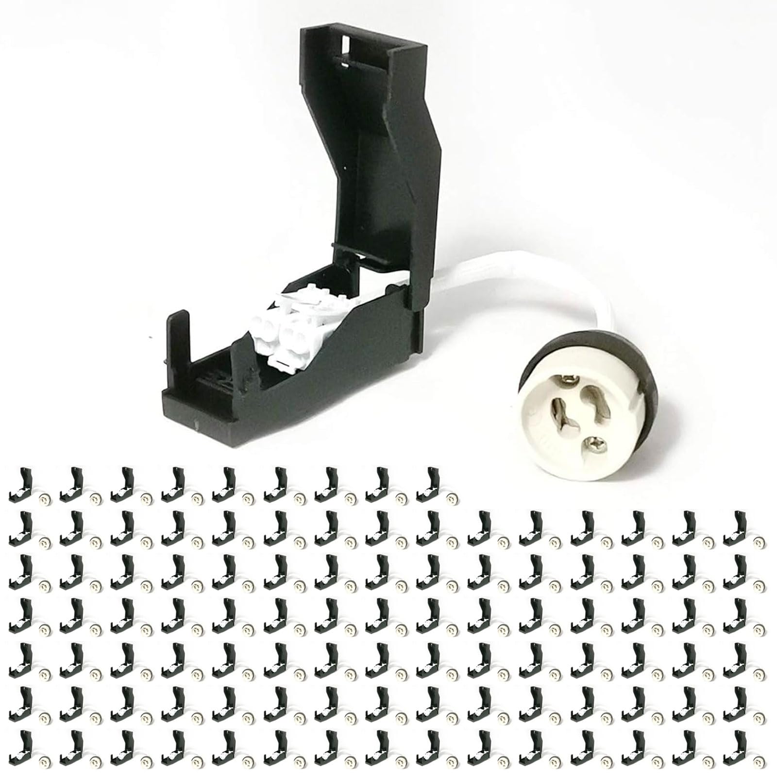 Europalamp 100 Casquillos de cerámica automática 230 V clase 2 con cables aislados para lámparas y bombillas LED GU10