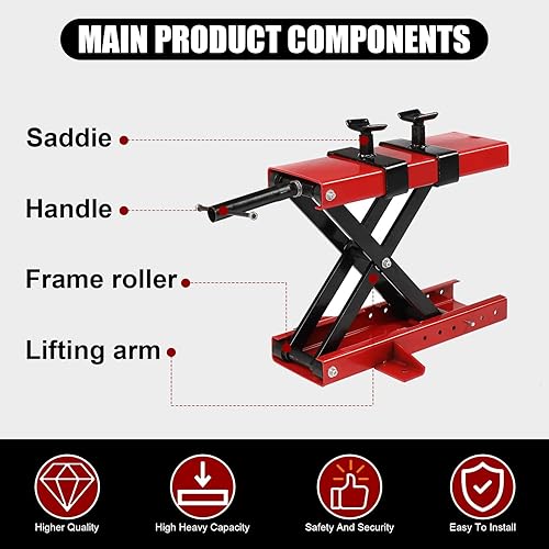 Miniatura 4 de Soporte de gato de elevación de motocicleta 1100 libras, con herramientas de extracción e instalación de neumáticos, con guantes