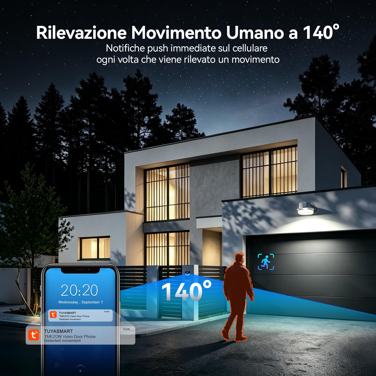 TMEZON Videocitofono WiFi Smart,Sblocco con Impronta Digitale,Monofamiliare