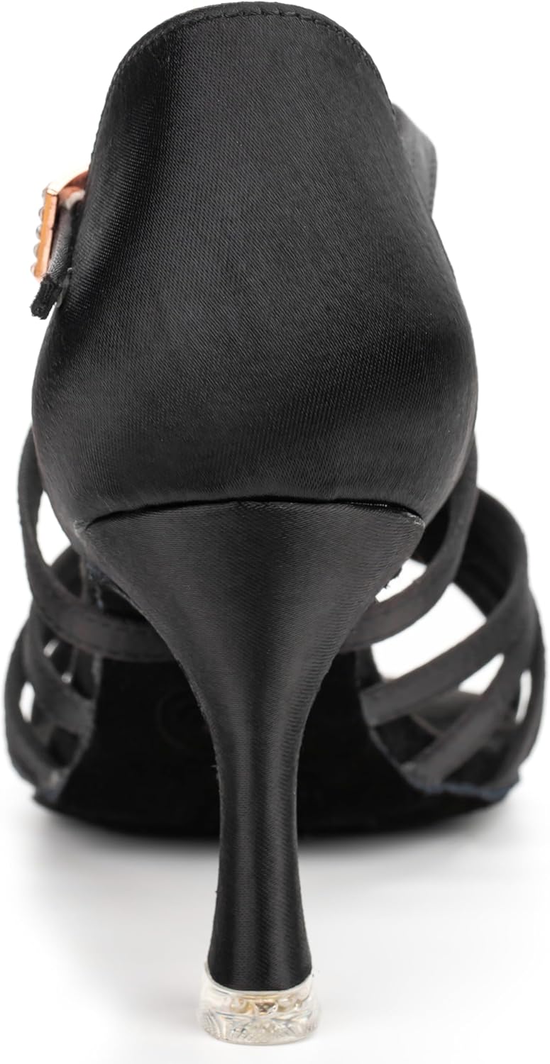 RoseMoli 3" Ballroom Dance Shoes Women Salsa Latin Dance Shoes for Woman Satin Professional Practice Performance for Dancing Heels - Image 3