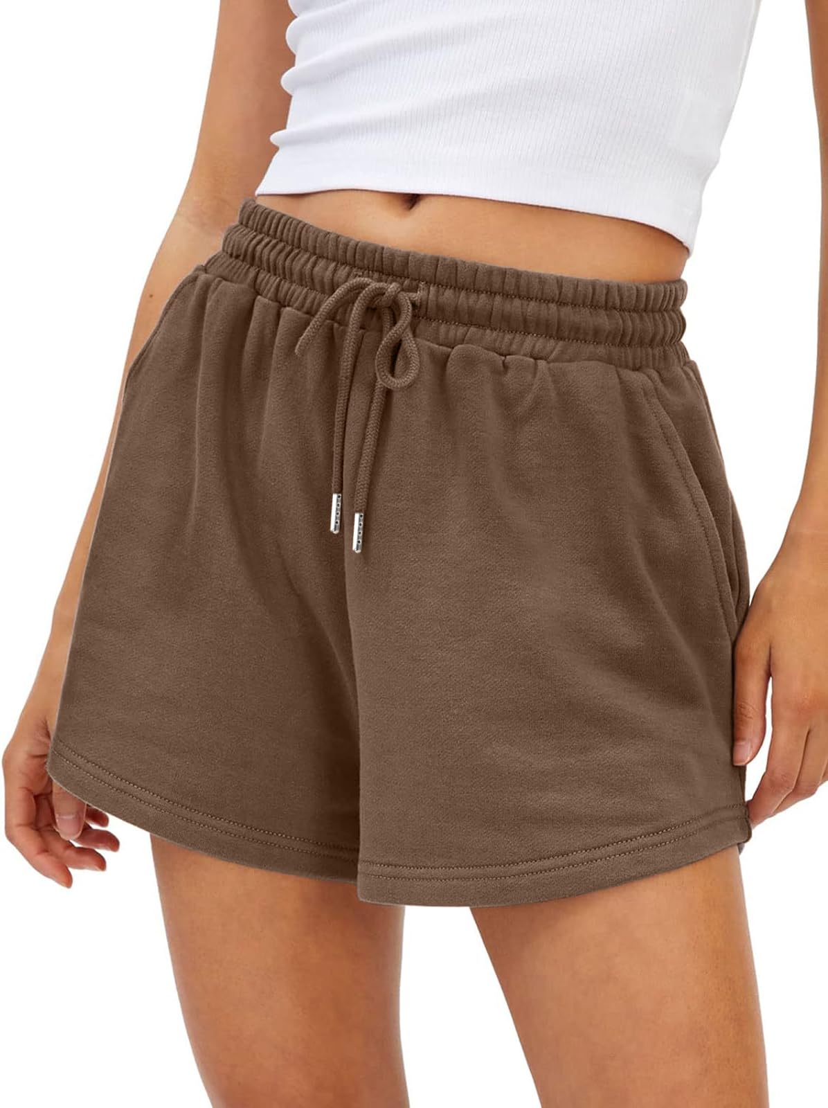 BUHIM Shorts Damen Sommer Sport Shorts Lässige Kurze Hose Baumwolle High Waist Running Shorts Gym Fitness Shorts Kurz Sporthose Jogginghose