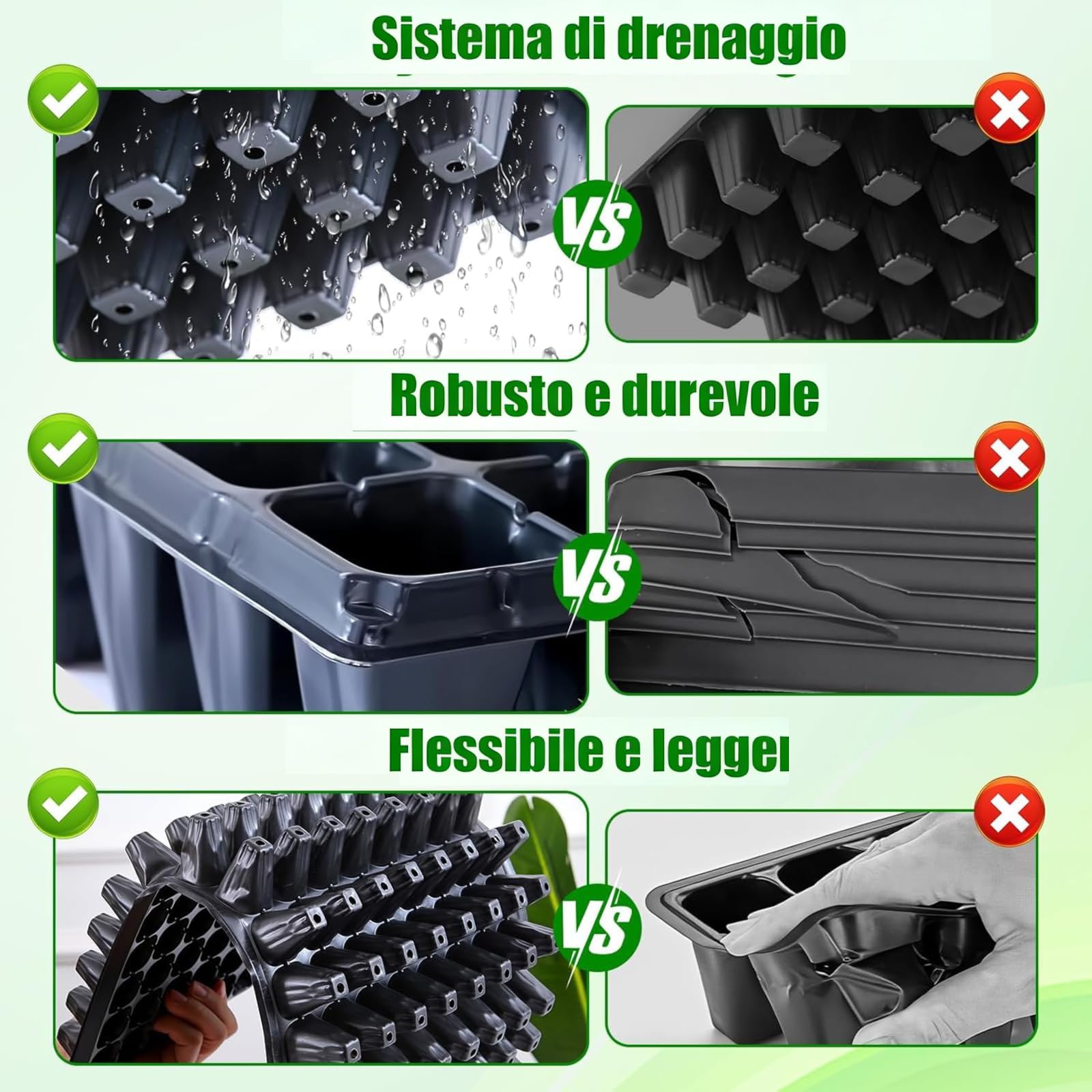 predolo 12 Vassoio Germinazione per Piantine da con Griglia, Vasi per Semina con Foro di drenaggio, Semenzaio, Mini Serra, Vaso di Propagazione per Frutta, Coltivazione da Interni ed Esterni, 72 Celle