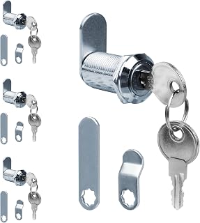 Cabinet Cam Locks ,1-1/8 in. Cabinet Cam Lock for Files Drawers Tool Box Barrel Lock, Fits on Max 13/16 in. Panel Thickness, 4Pcs