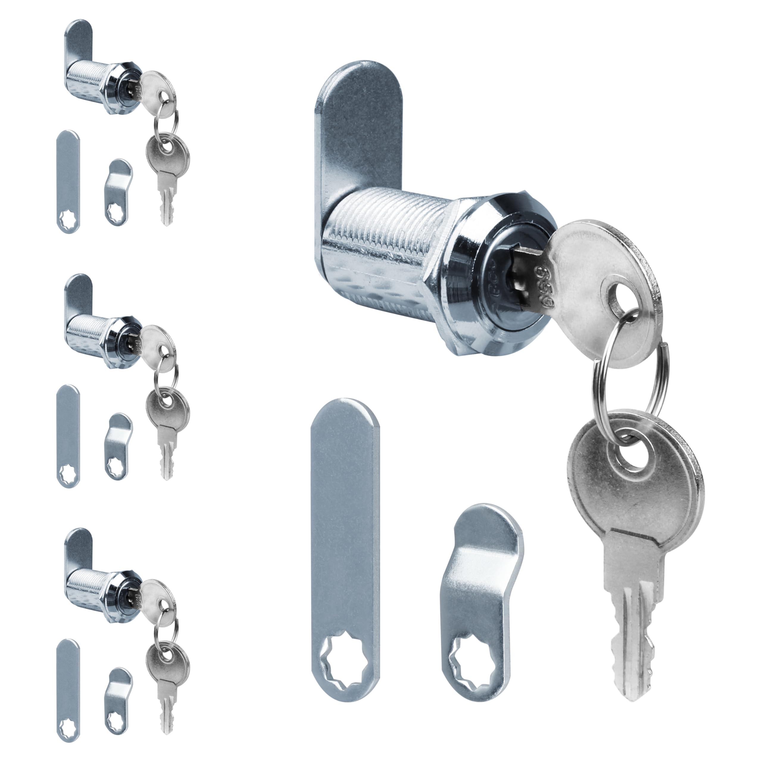 Drawer and Cabinet cam Lock U9945 with Keys,1-1/8 in Stainless Steel Desk Lock Replacement for RV Camper Storage or Secure Drawer,fits on 13/16 in Maximum Panel Thickness-4 Pack