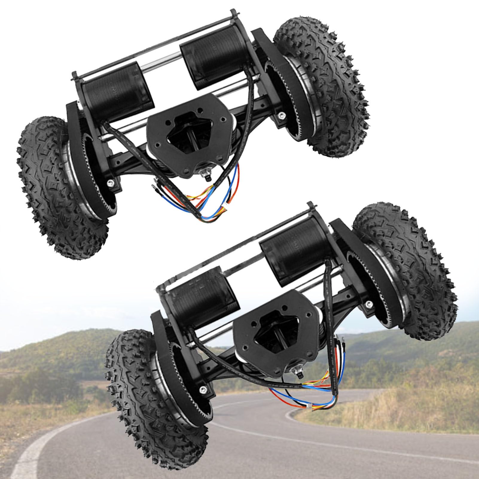 Kit De Conversion pour Skateboard Tout-Terrain avec Moteur Plus Puissant, Pneus De 8 Pouces Et TéLéCommande LCD pour Les Aventures Hors Route 4WD-NoRemote