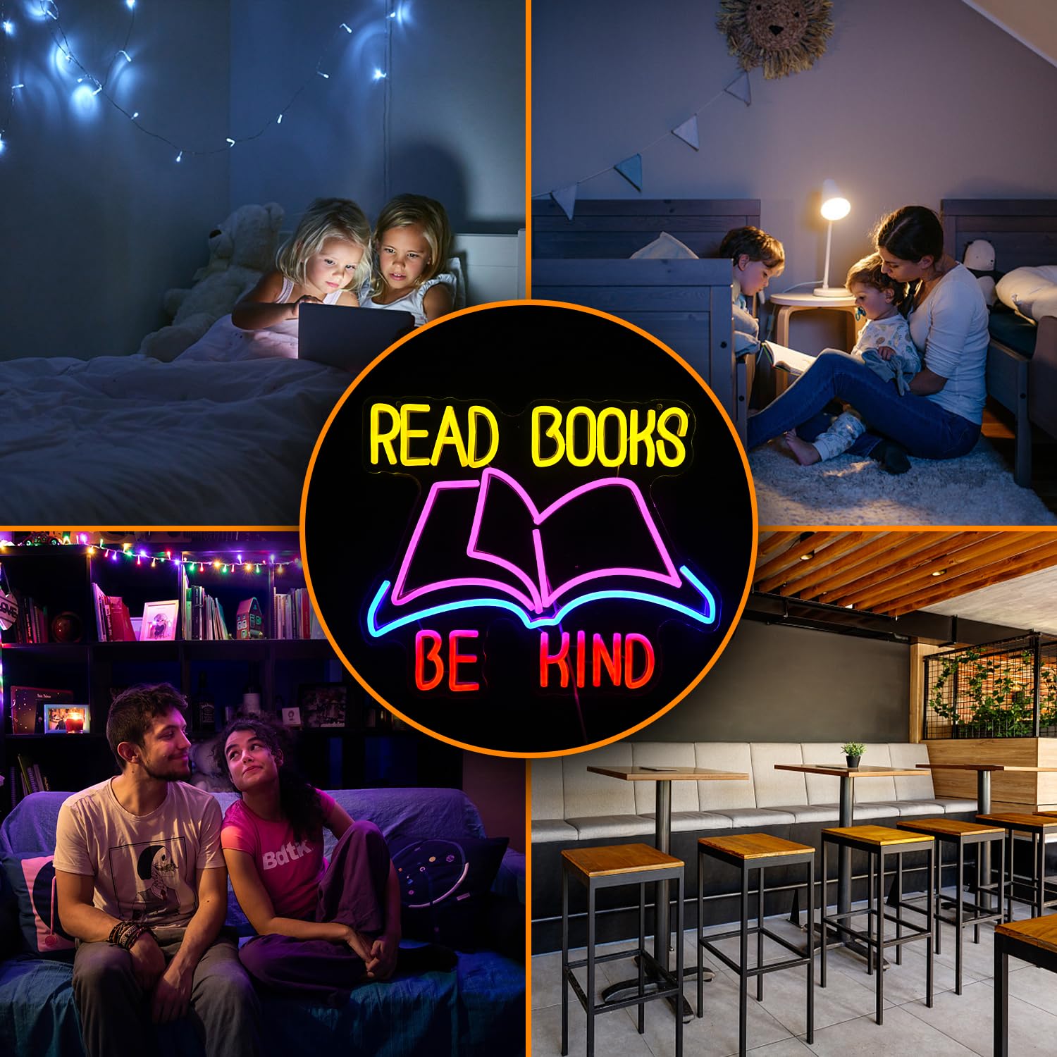 Amazon.co.jp: Read Books Be Kind ネオンサイン 調光可能 USB電源